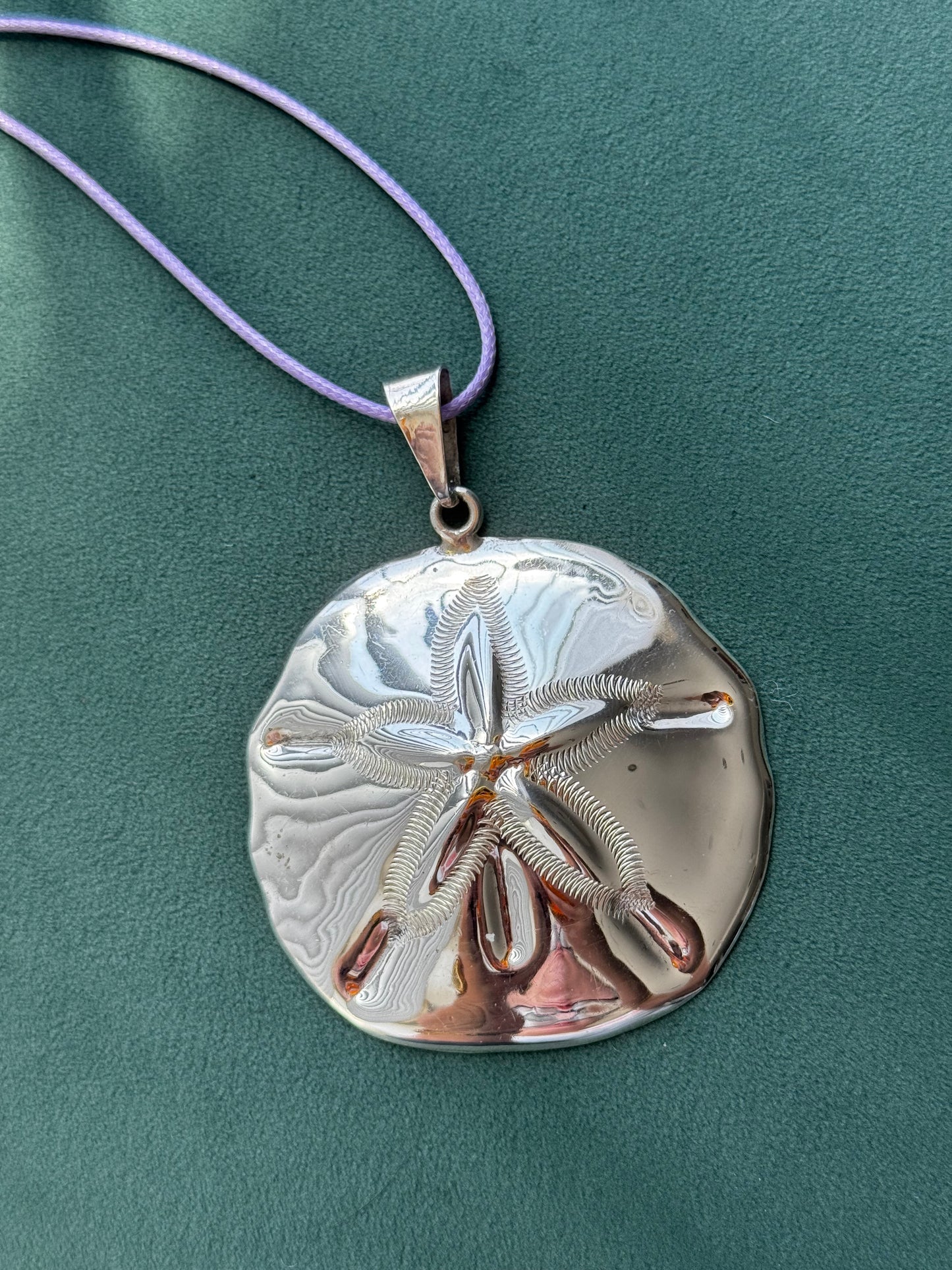 Vintage Mexico Sterling Silver Massive Sand Dollar Pendant TN-49 Mermaid Life Beach Statement
