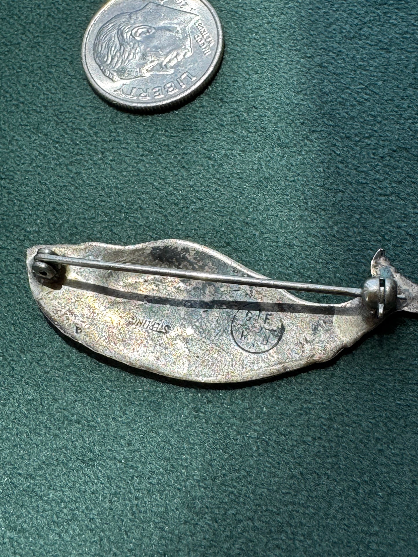 Vintage Sterling Silver Humpback Whale Brooch Pin Detailed Figural Ocean Mermaid Life