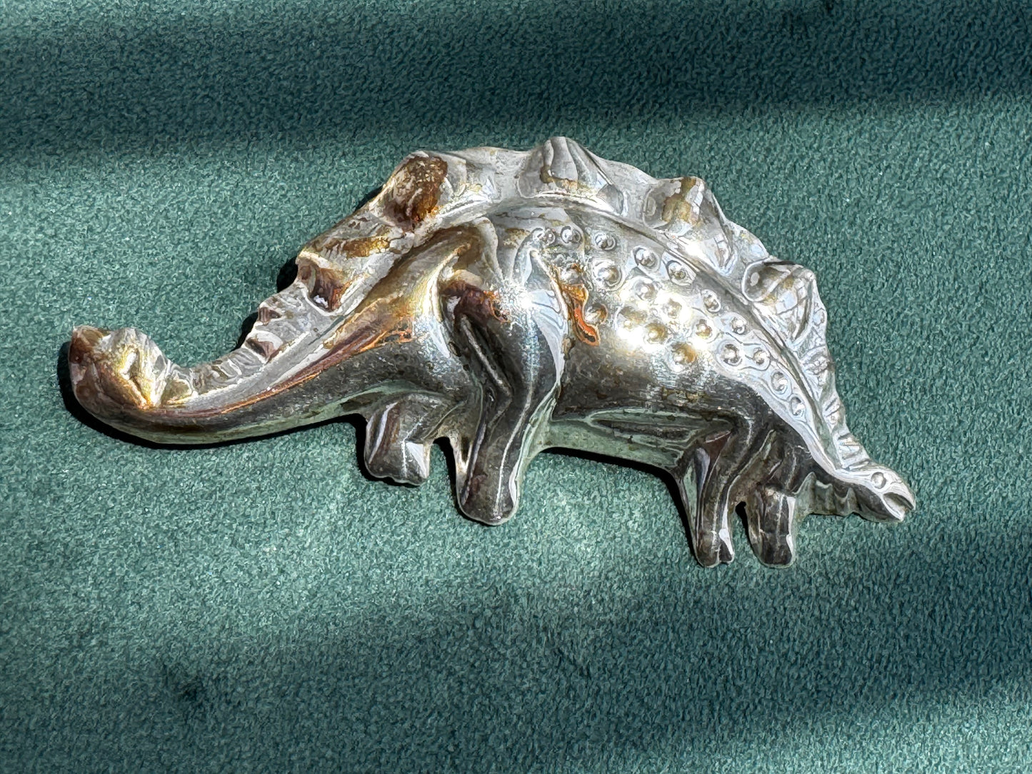 Vintage Estate Sterling Silver Stegosaurus Dinosaur Brooch Pin 1980s