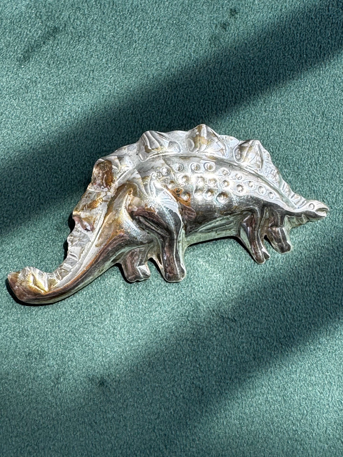 Vintage Estate Sterling Silver Stegosaurus Dinosaur Brooch Pin 1980s