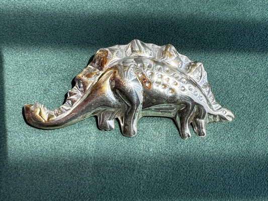 Vintage Estate Sterling Silver Stegosaurus Dinosaur Brooch Pin 1980s