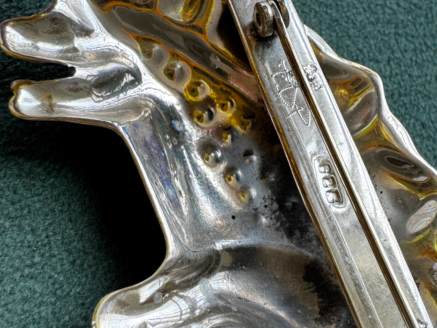 Vintage Estate Sterling Silver Stegosaurus Dinosaur Brooch Pin 1980s