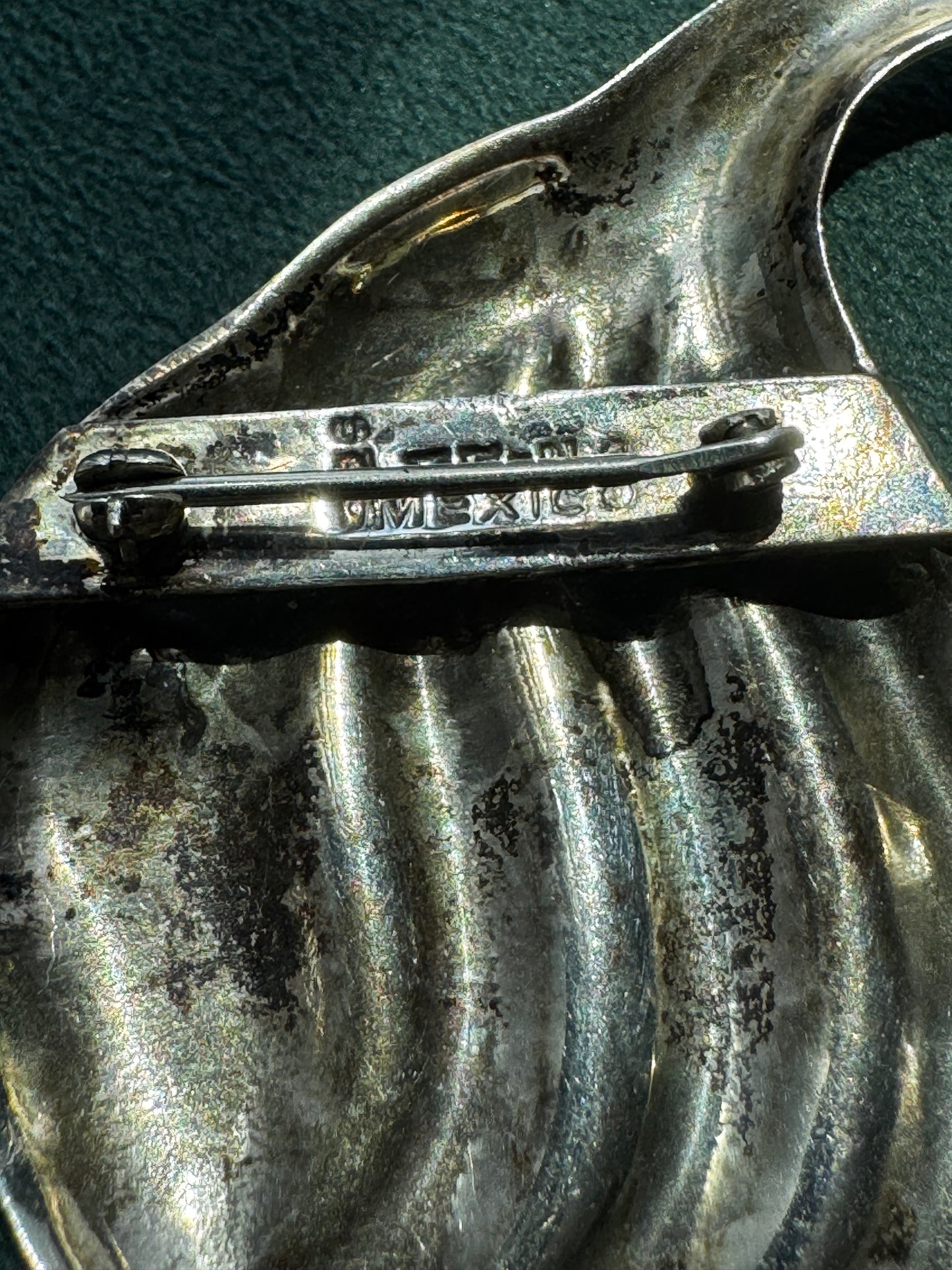 Vintage Mexico Sterling Silver Large Angelfish Brooch Pin Figural Mermaid Life Ocean Statement