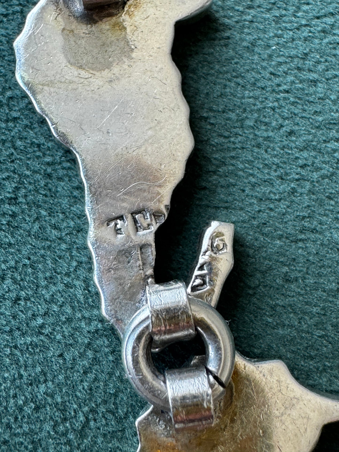 Vintage Mexico Sterling Silver Malachite Seahorse Link Necklace A Whole School of Them Swimming Right at Your Collarbone