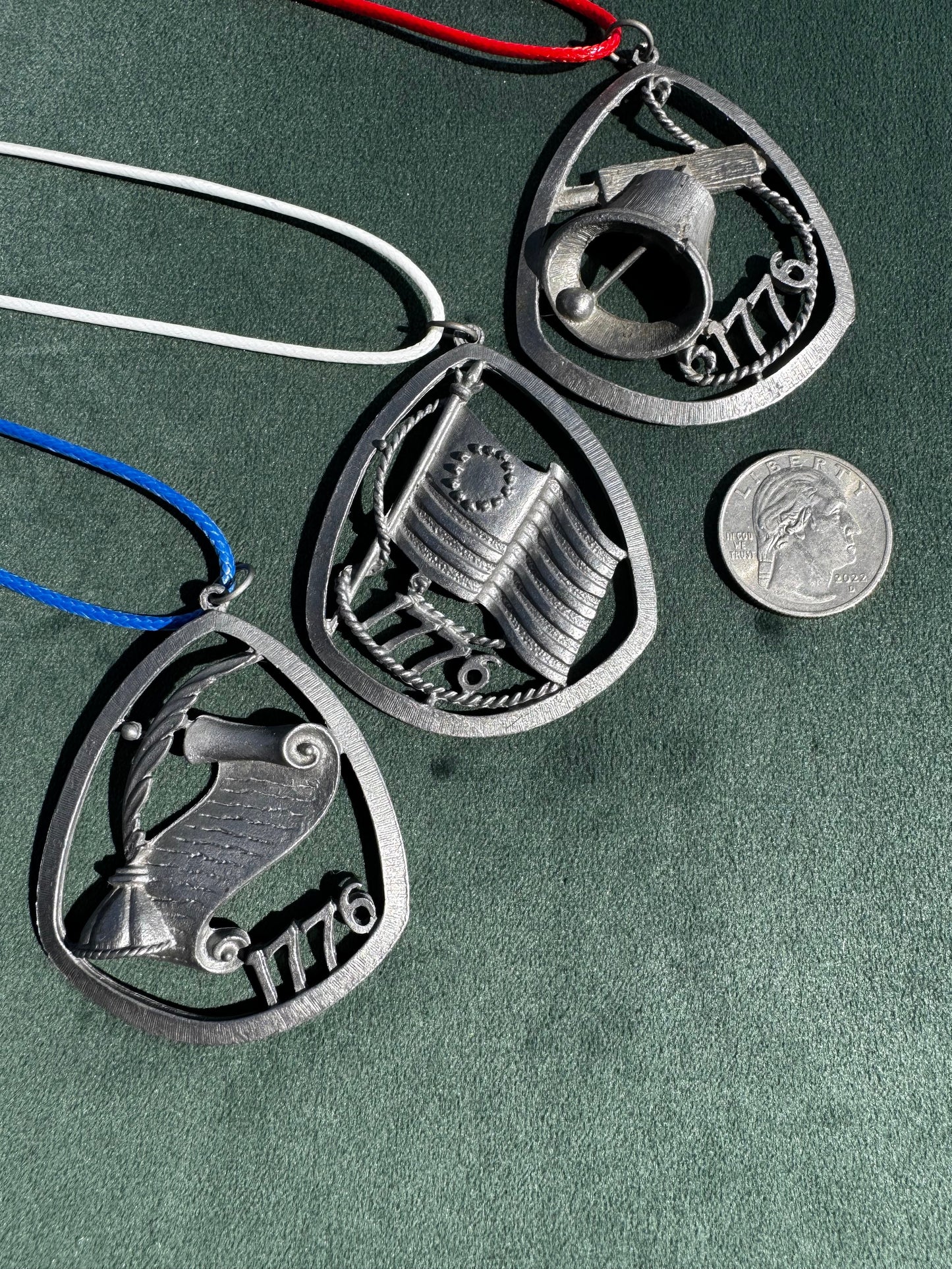 Vintage 1976 Bicentennial Pewter Declaration of Independence Pendant Necklace 1776 Spirit of 76 Statement Piece for the 250th