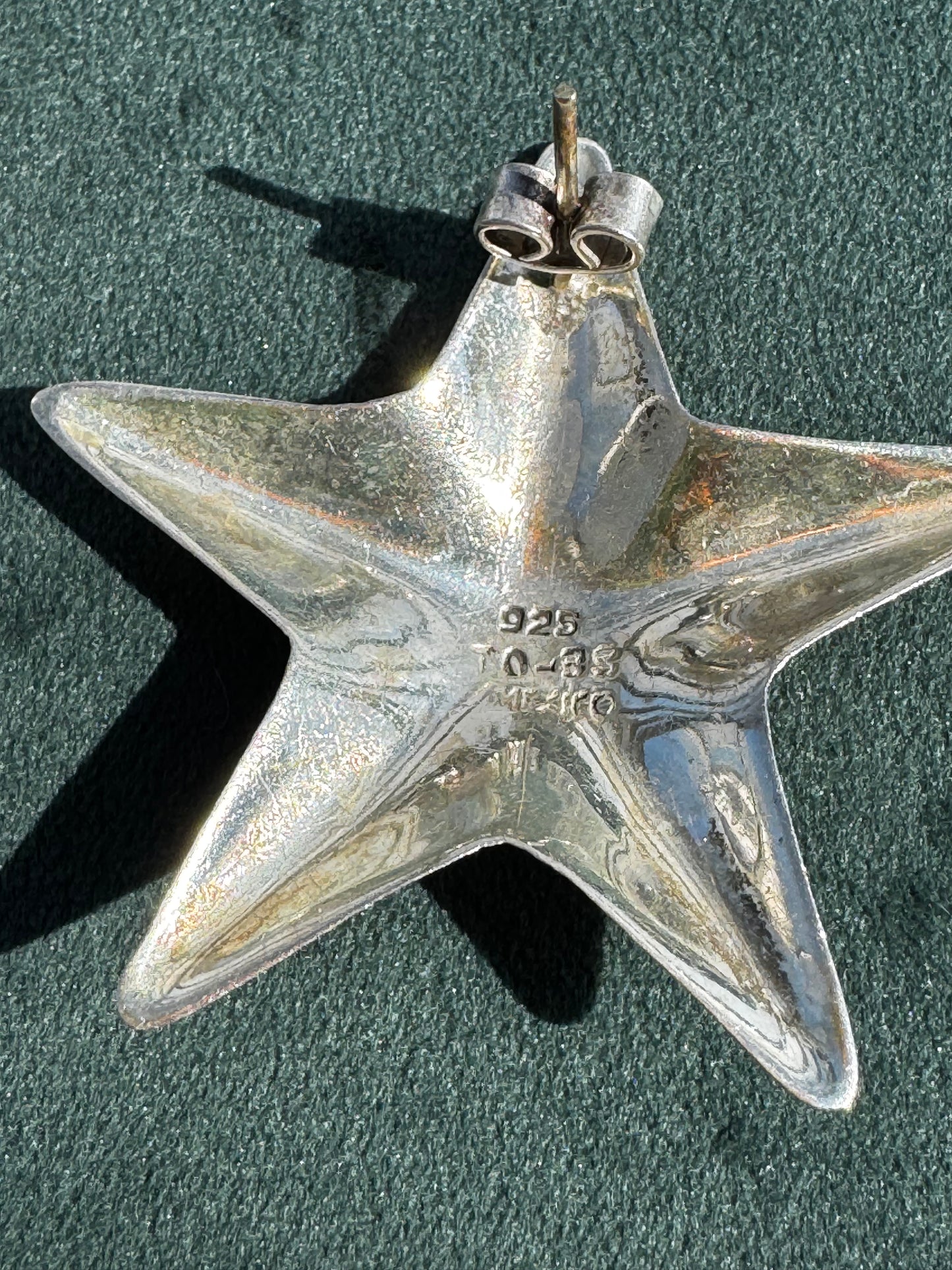 Vintage Taxco 925 Sterling Silver Puffy Star Earrings Big Hollow Studs TO-89 Hallmarked