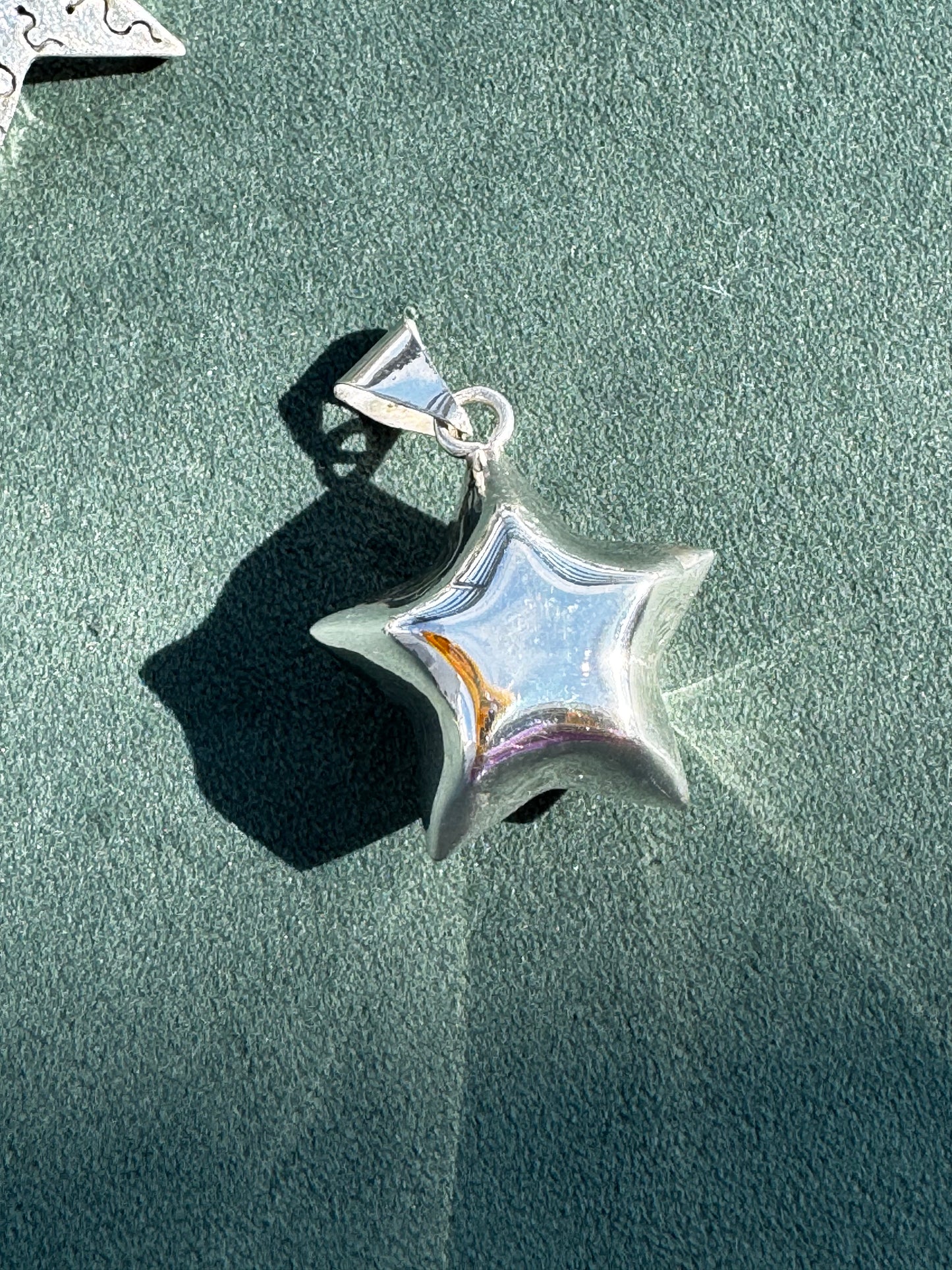 Sterling Silver Puffy Star Harmony Ball Bola Chime Pendant Necklace Angel Caller