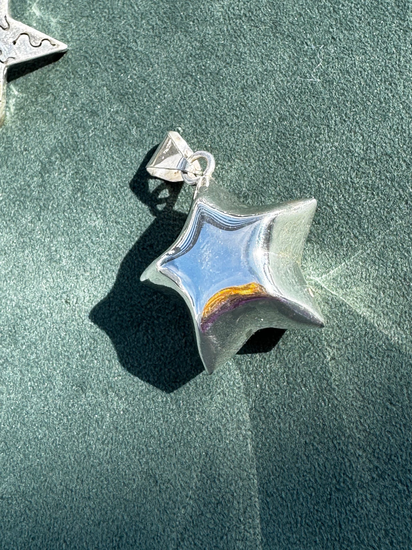 Sterling Silver Puffy Star Harmony Ball Bola Chime Pendant Necklace Angel Caller