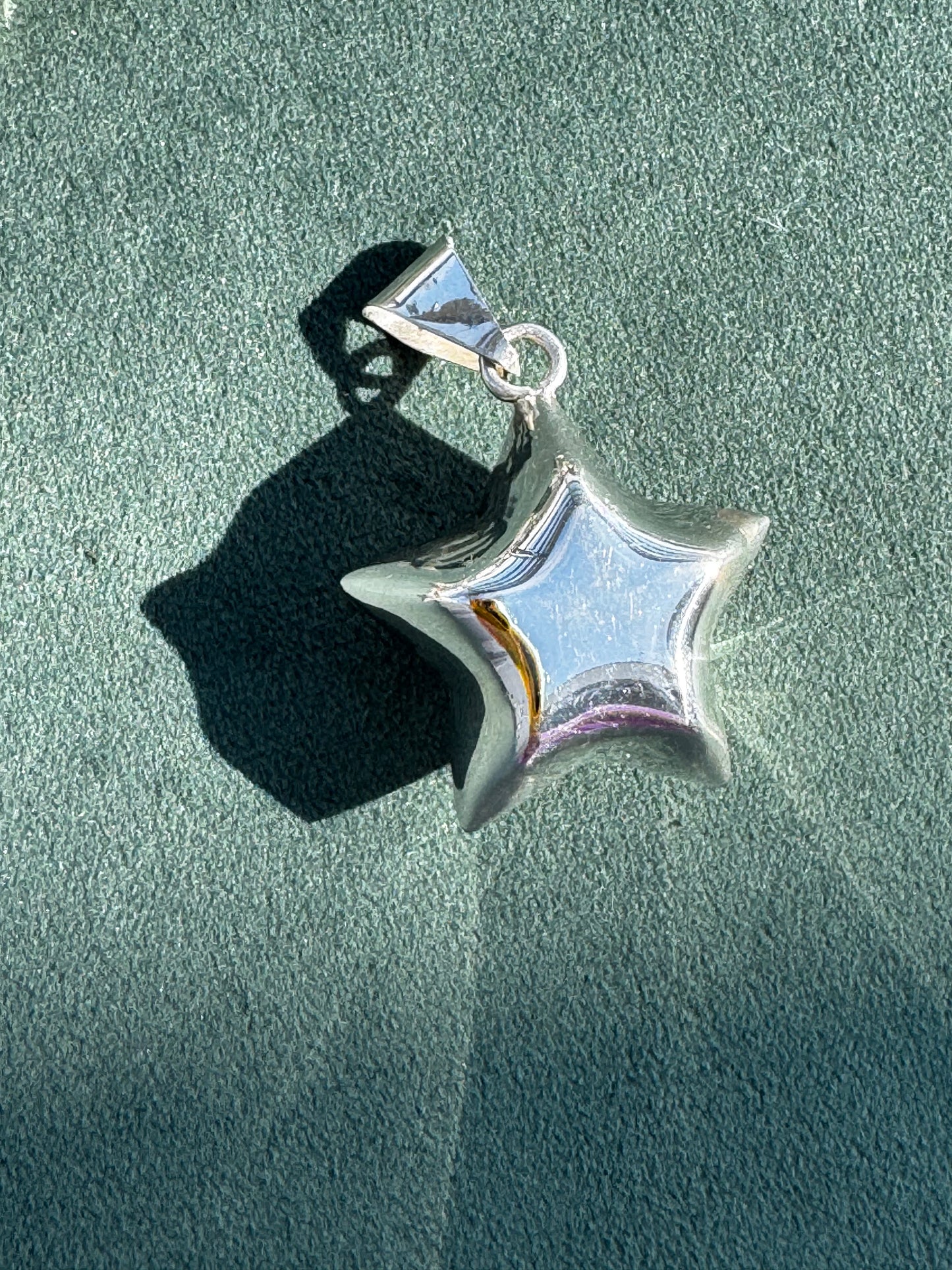 Sterling Silver Puffy Star Harmony Ball Bola Chime Pendant Necklace Angel Caller