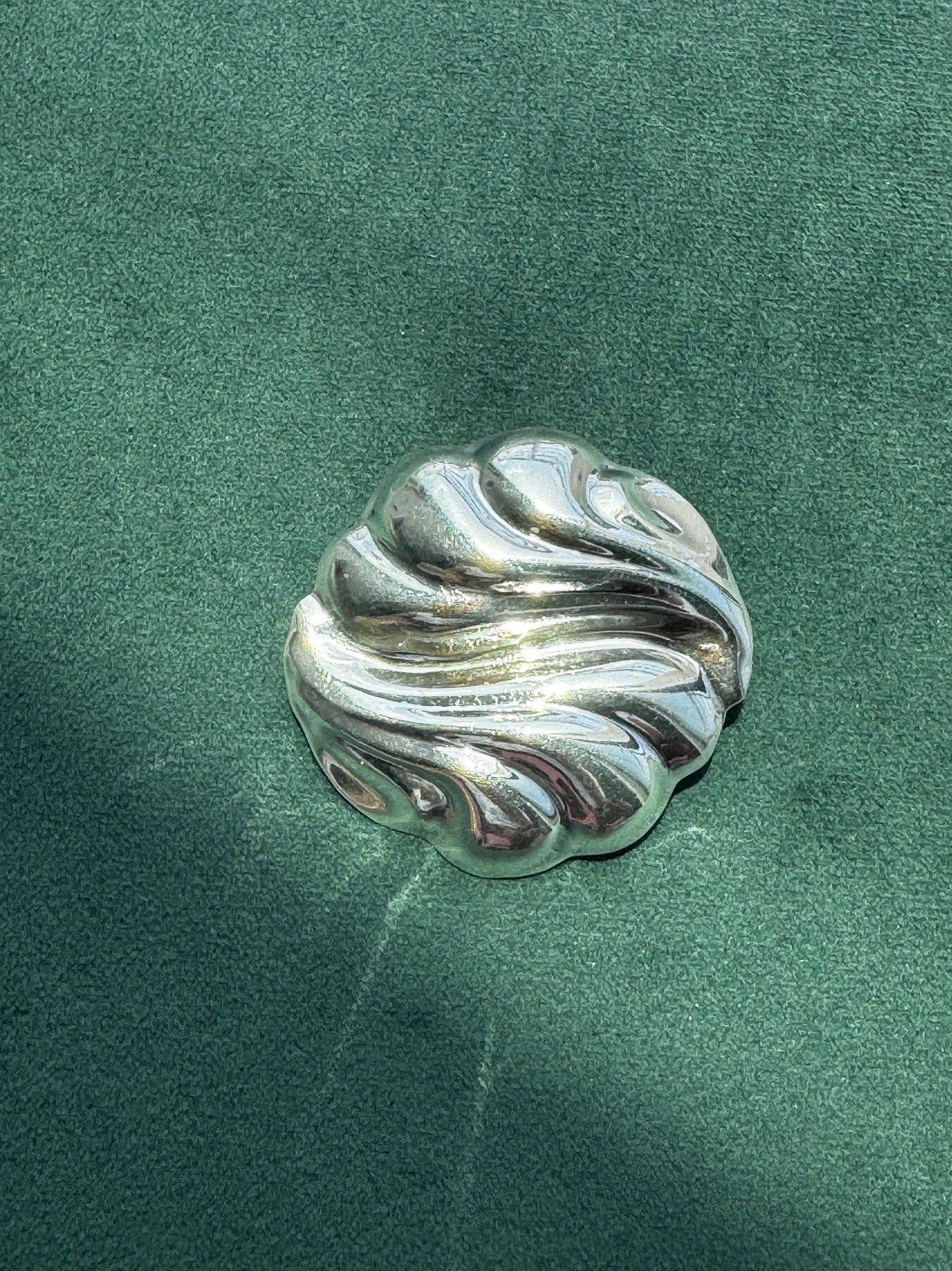 Estate Vintage Los Ballesteros Taxco Sterling Silver Swirl Wave Brooch Pendant Modernist Mexico 925