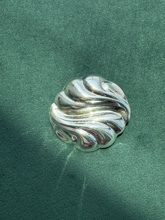 Estate Vintage Los Ballesteros Taxco Sterling Silver Swirl Wave Brooch Pendant Modernist Mexico 925