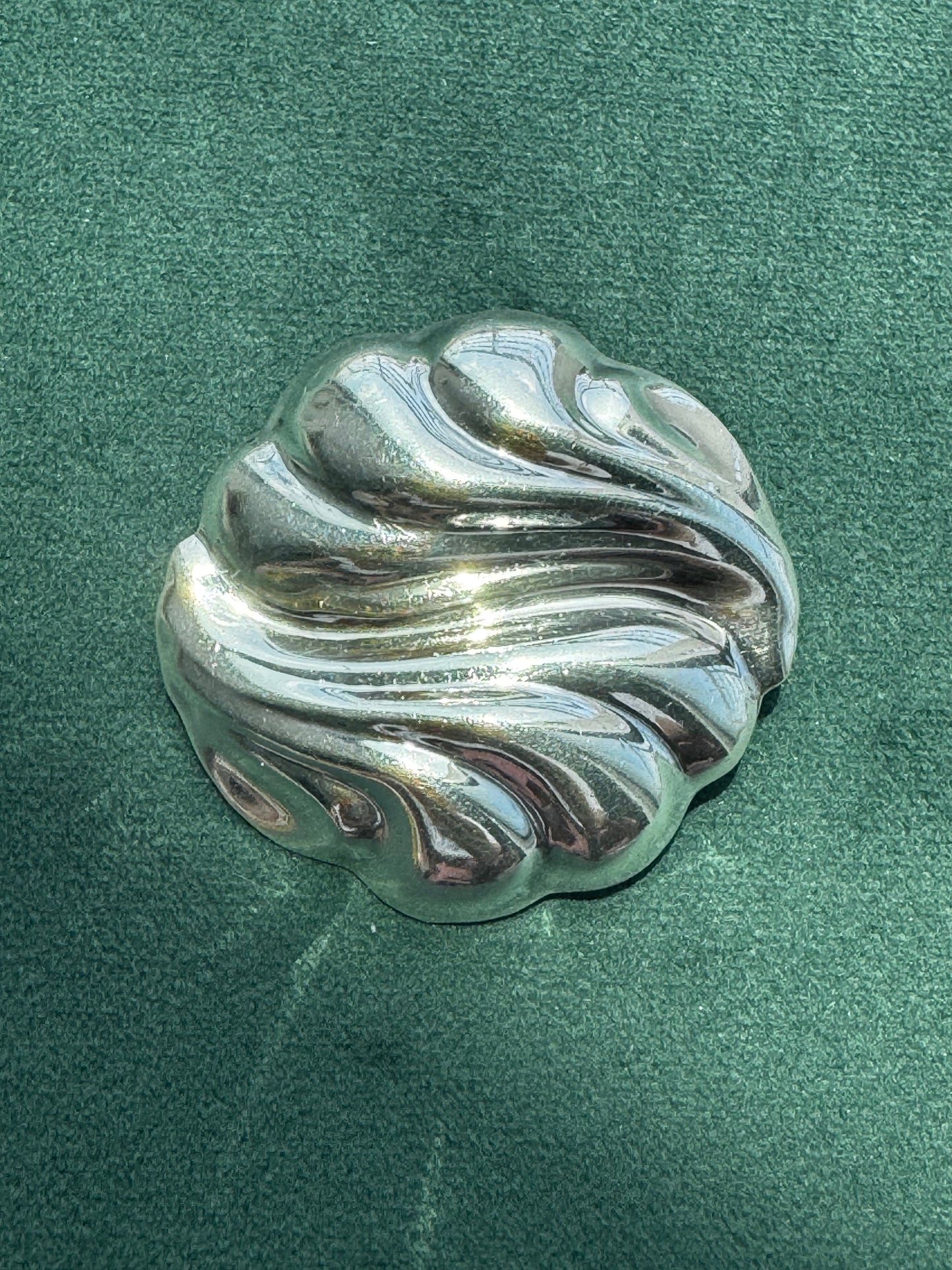 Estate Vintage Los Ballesteros Taxco Sterling Silver Swirl Wave Brooch Pendant Modernist Mexico 925