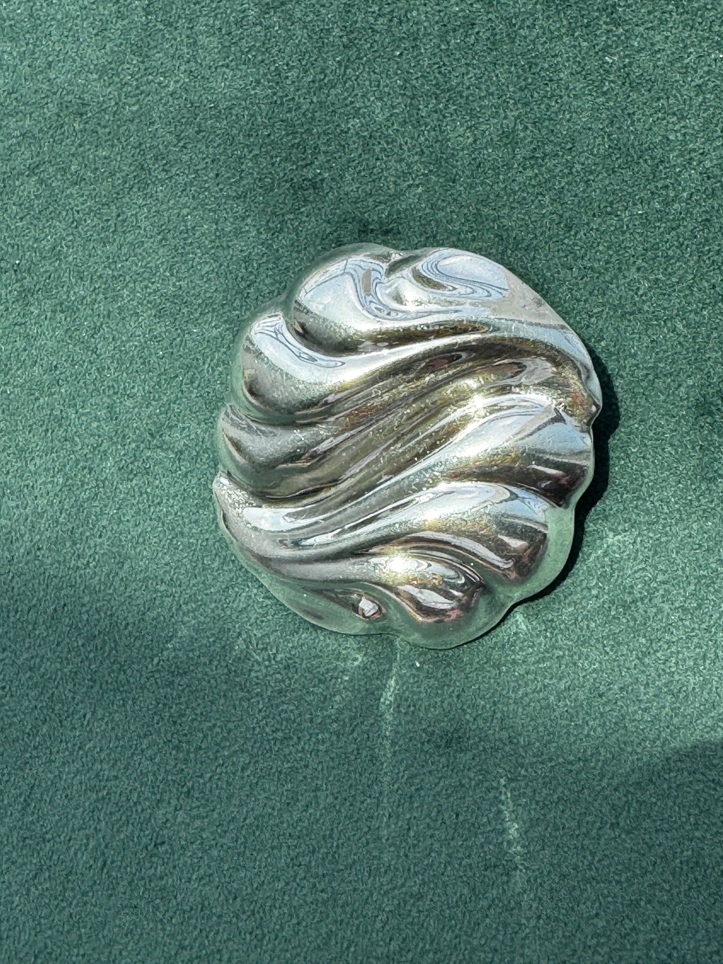 Estate Vintage Los Ballesteros Taxco Sterling Silver Swirl Wave Brooch Pendant Modernist Mexico 925