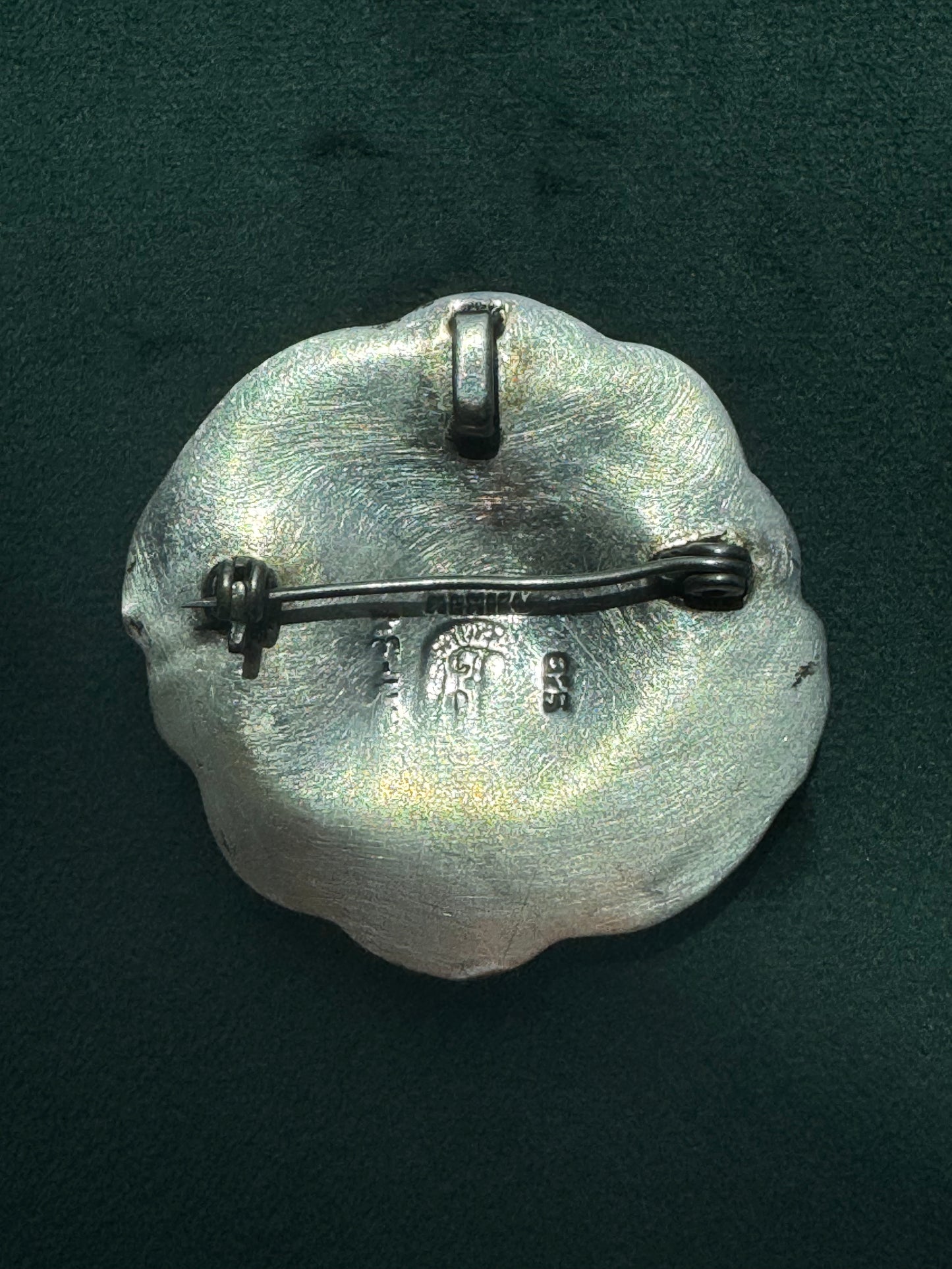 Estate Vintage Los Ballesteros Taxco Sterling Silver Swirl Wave Brooch Pendant Modernist Mexico 925