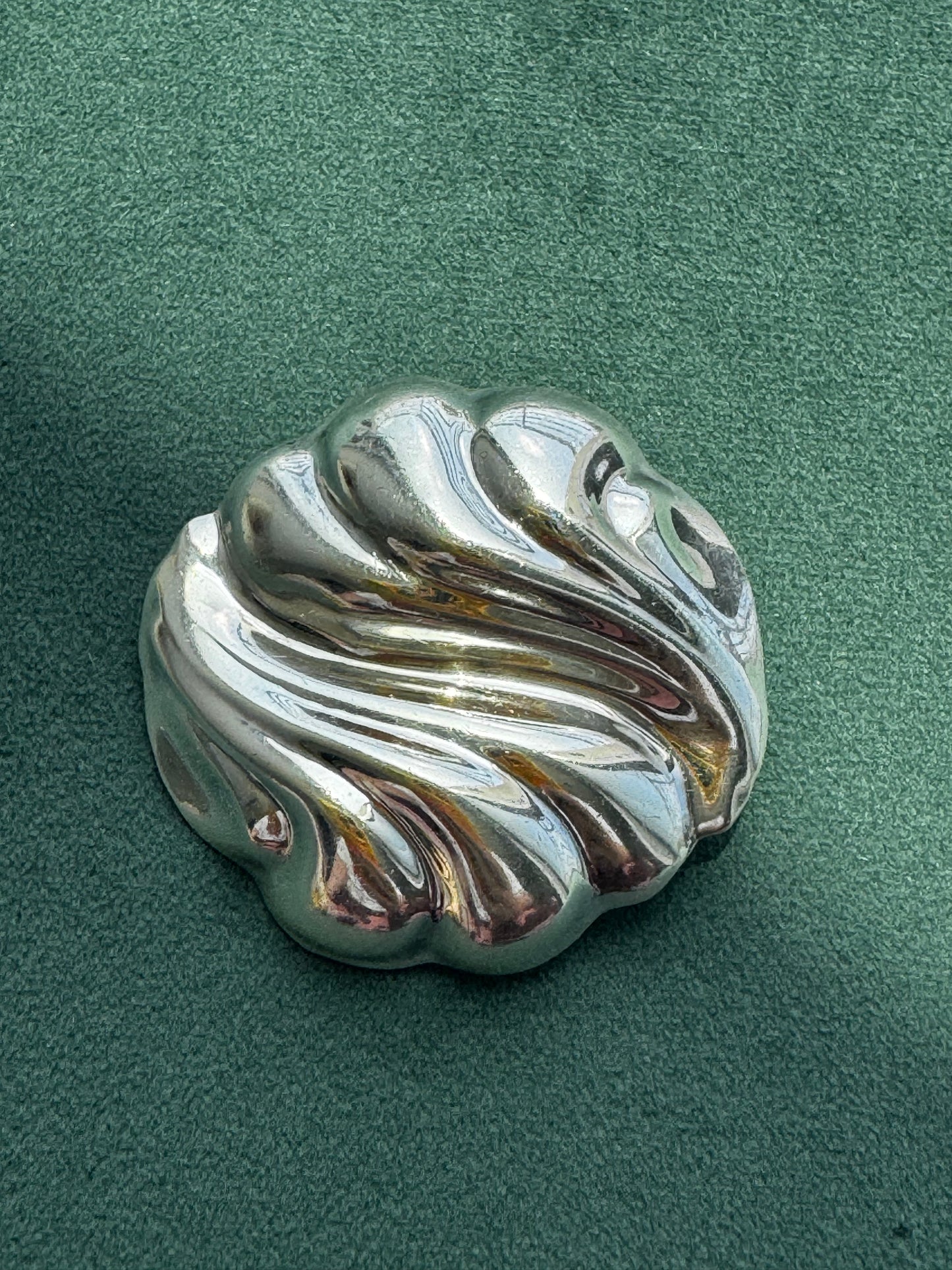 Estate Vintage Los Ballesteros Taxco Sterling Silver Swirl Wave Brooch Pendant Modernist Mexico 925