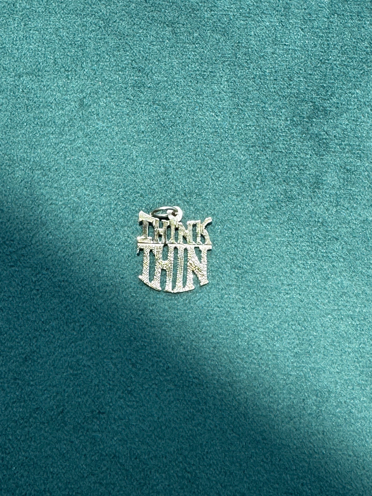 Estate Vintage 14K Gold THINK THIN Novelty Word Charm A Little Slice of Retro Kitsch