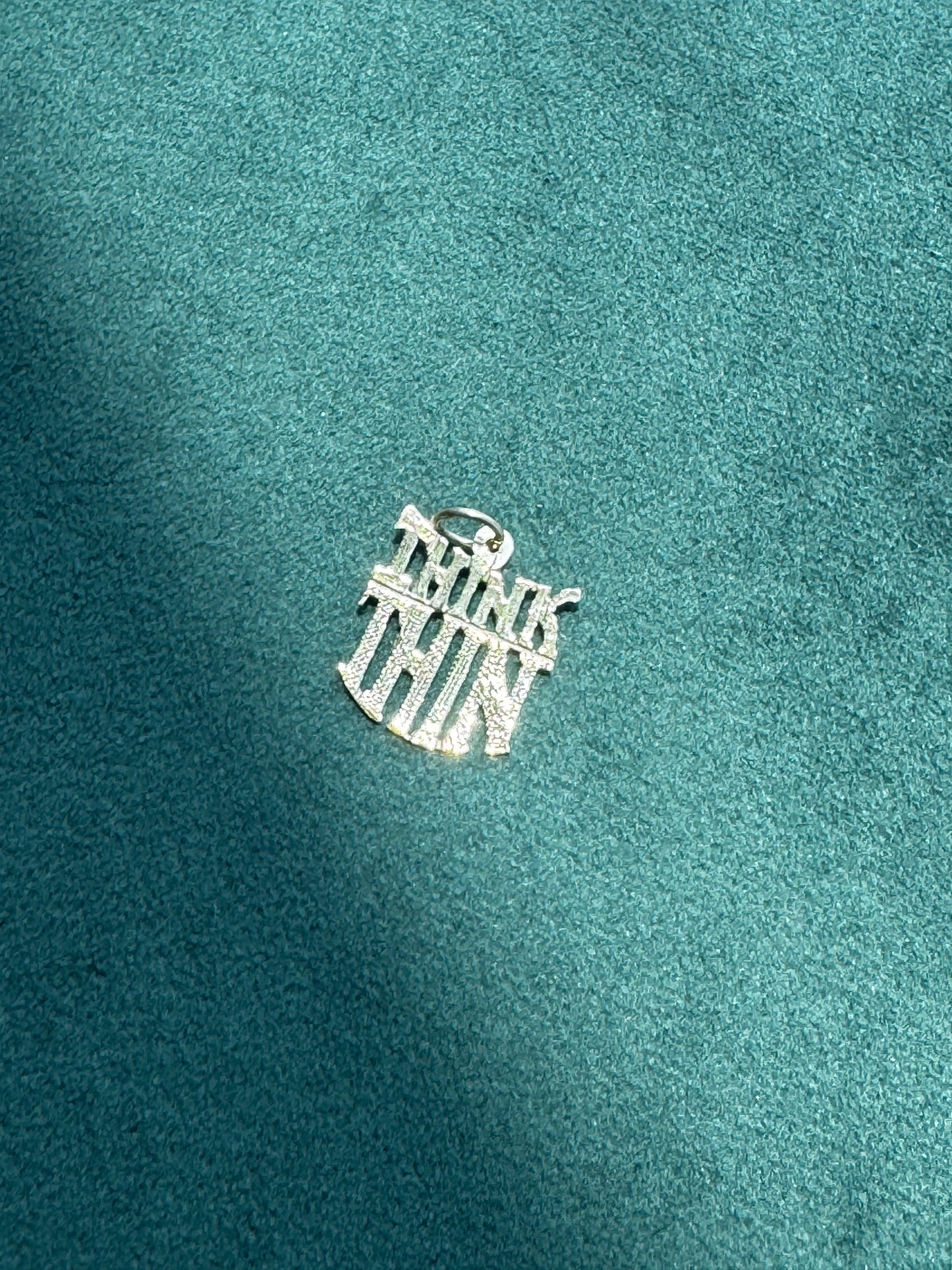 Estate Vintage 14K Gold THINK THIN Novelty Word Charm A Little Slice of Retro Kitsch