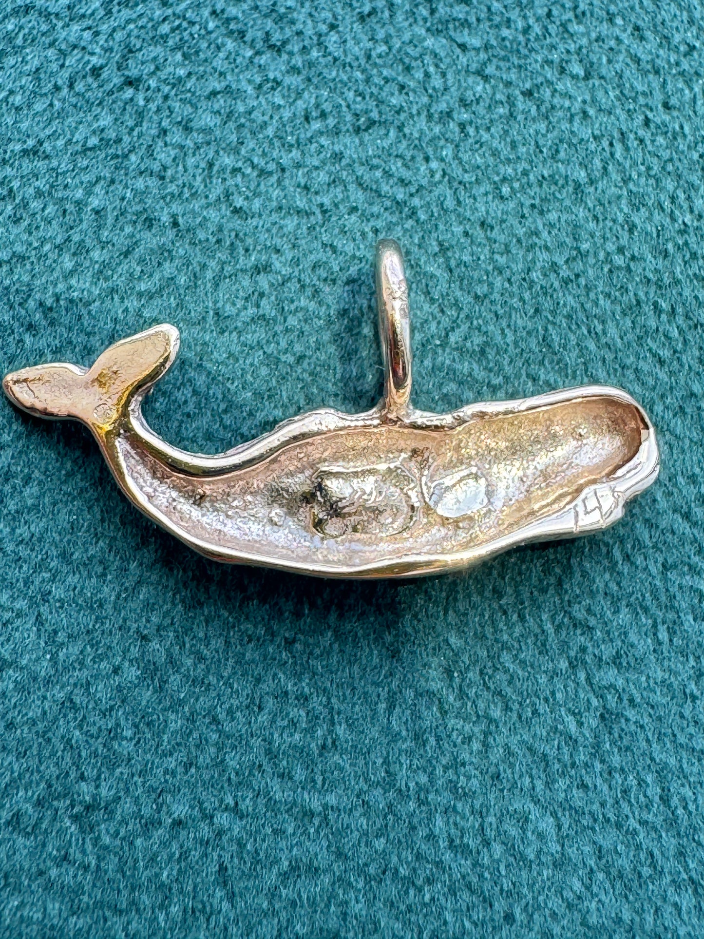 Estate 14K Yellow Gold Figural Sperm Cetacean Charm Pendant Ocean Nautical 1 Inch Mermaid Life