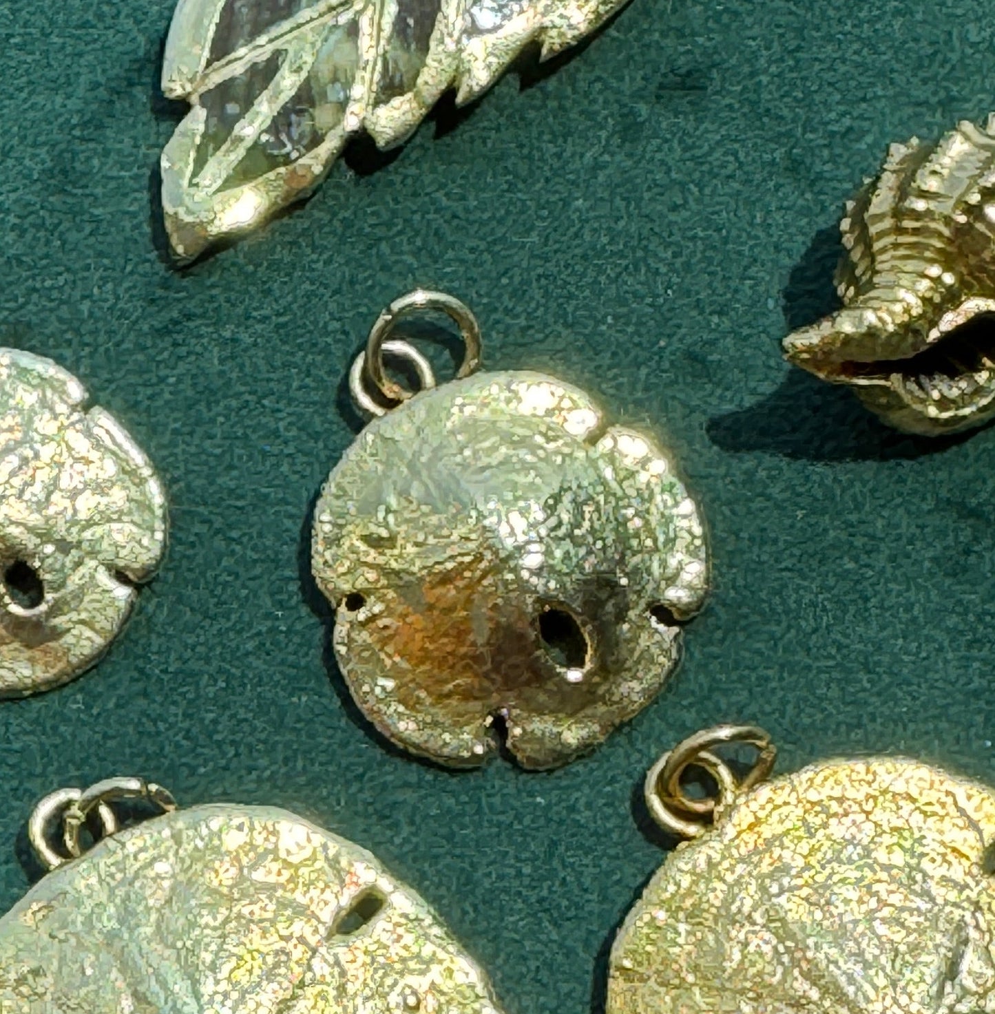 Vintage 24K Gold Dipped Real Sand Dollar Pendant Mermaid Life Beach Jewelry Size 3 of 5