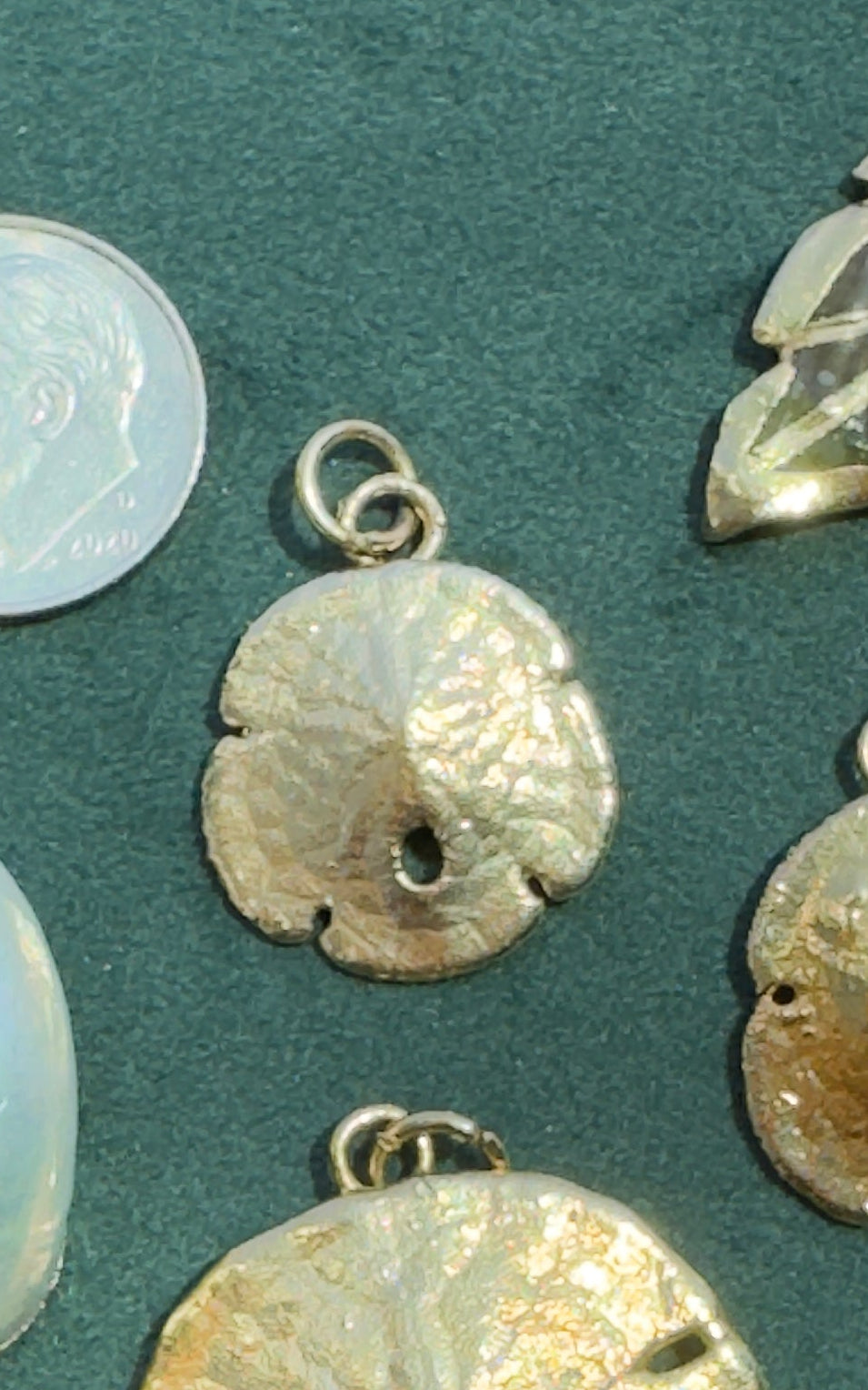 Vintage 24K Gold Dipped Real Sand Dollar Pendant Mermaid Life Beach Jewelry Size 4 of 5