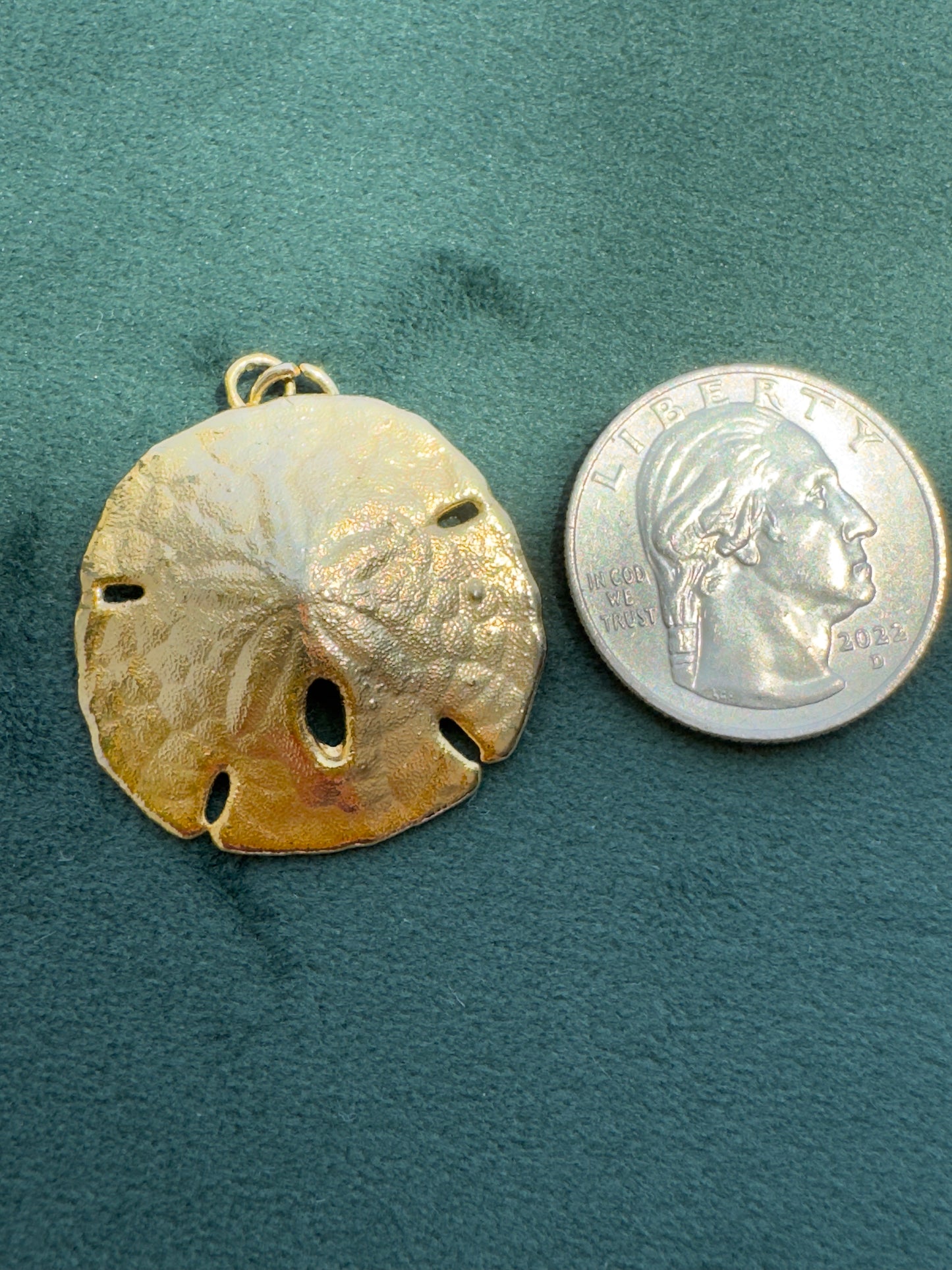 Vintage 24K Gold Dipped Real Sand Dollar Pendant Mermaid Life Beach Jewelry Size 2 of 5