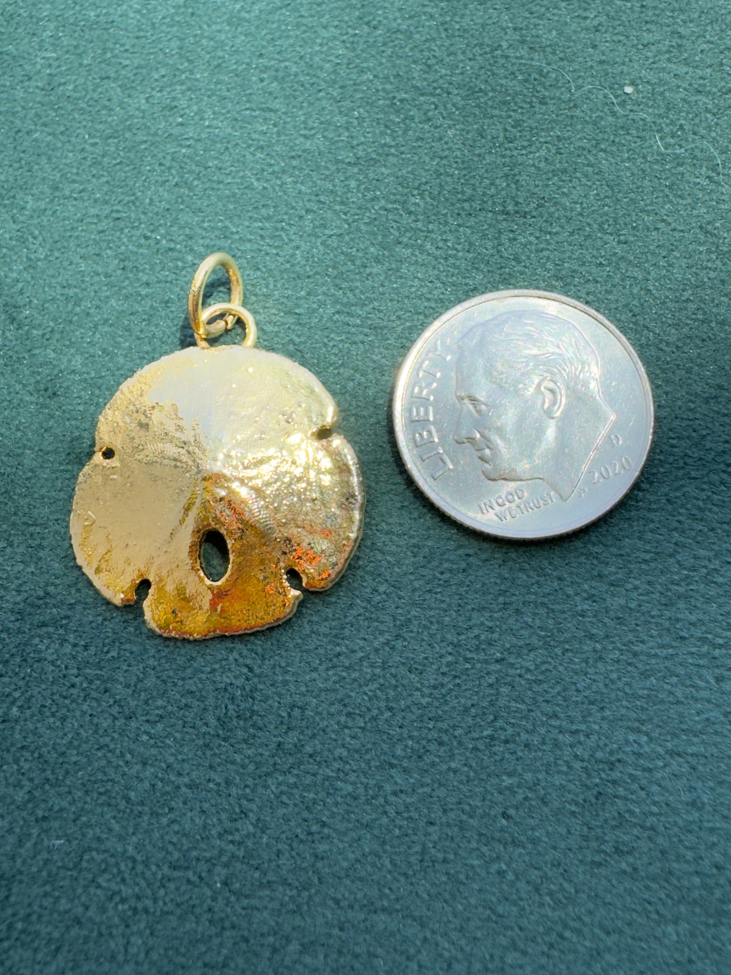 Vintage 24K Gold Dipped Real Sand Dollar Pendant Mermaid Life Beach Jewelry Size 4 of 5