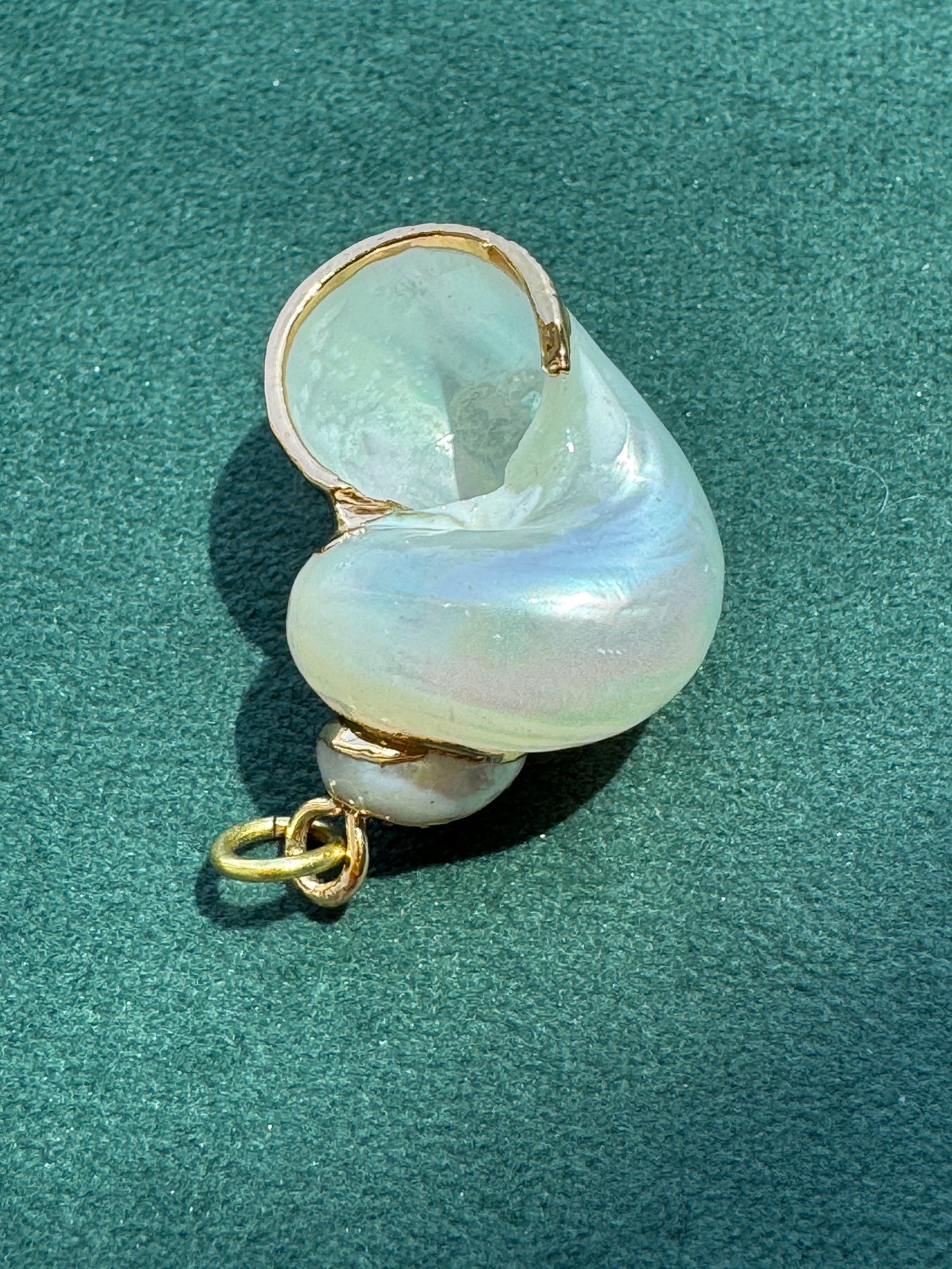 Vintage 24K Gold Dipped Natural Shell Pendant Iridescent Beach Jewelry Mermaid Life