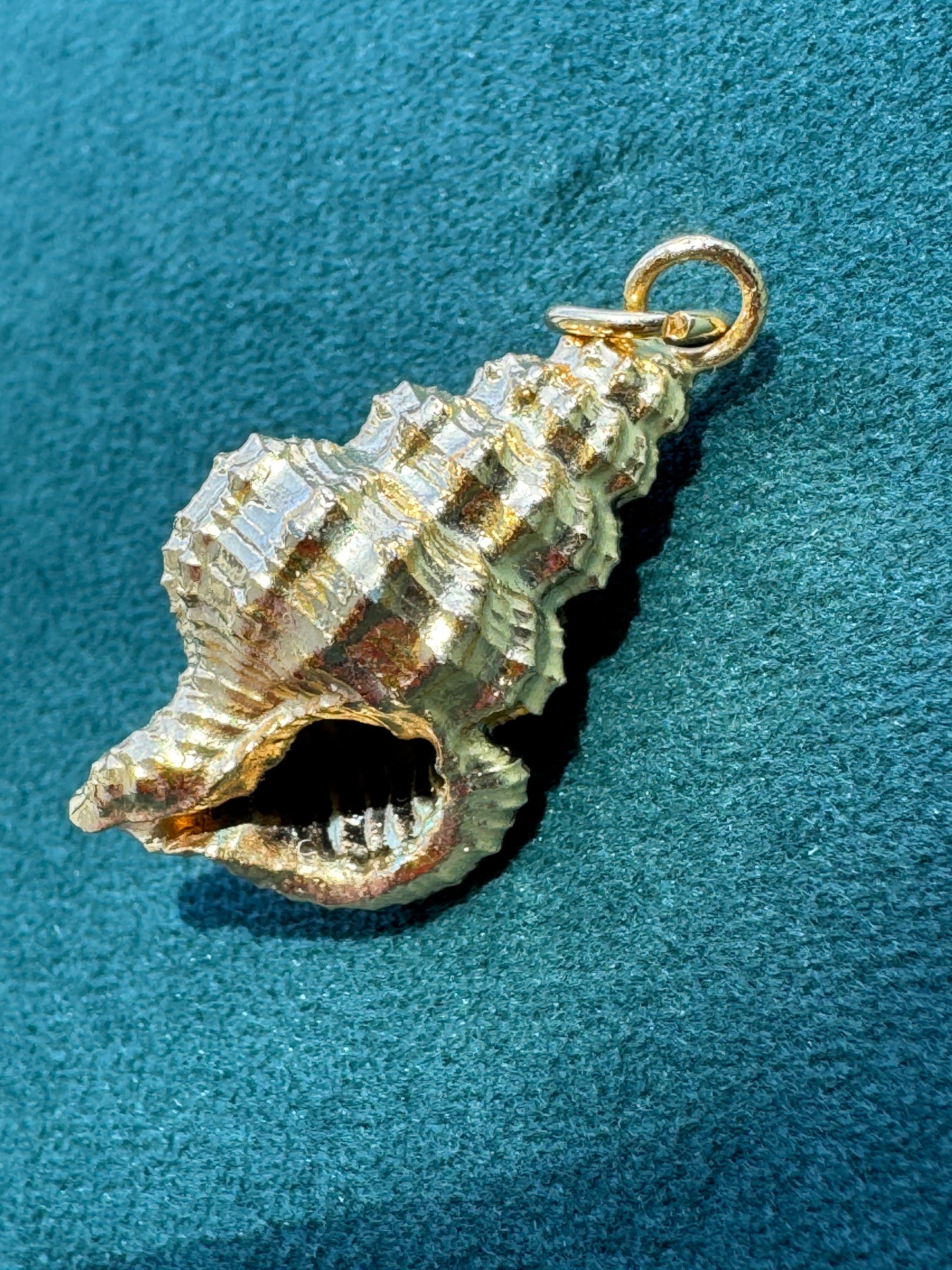 Vintage 24K Gold Dipped Real Spiny Whelk Shell Pendant Beach Jewelry Mermaid Life