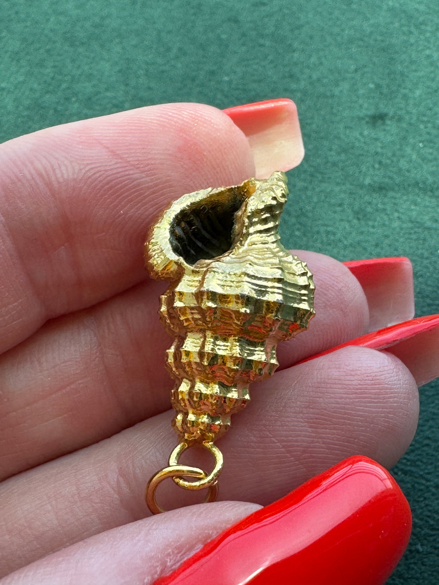 Vintage 24K Gold Dipped Real Spiny Whelk Shell Pendant Beach Jewelry Mermaid Life
