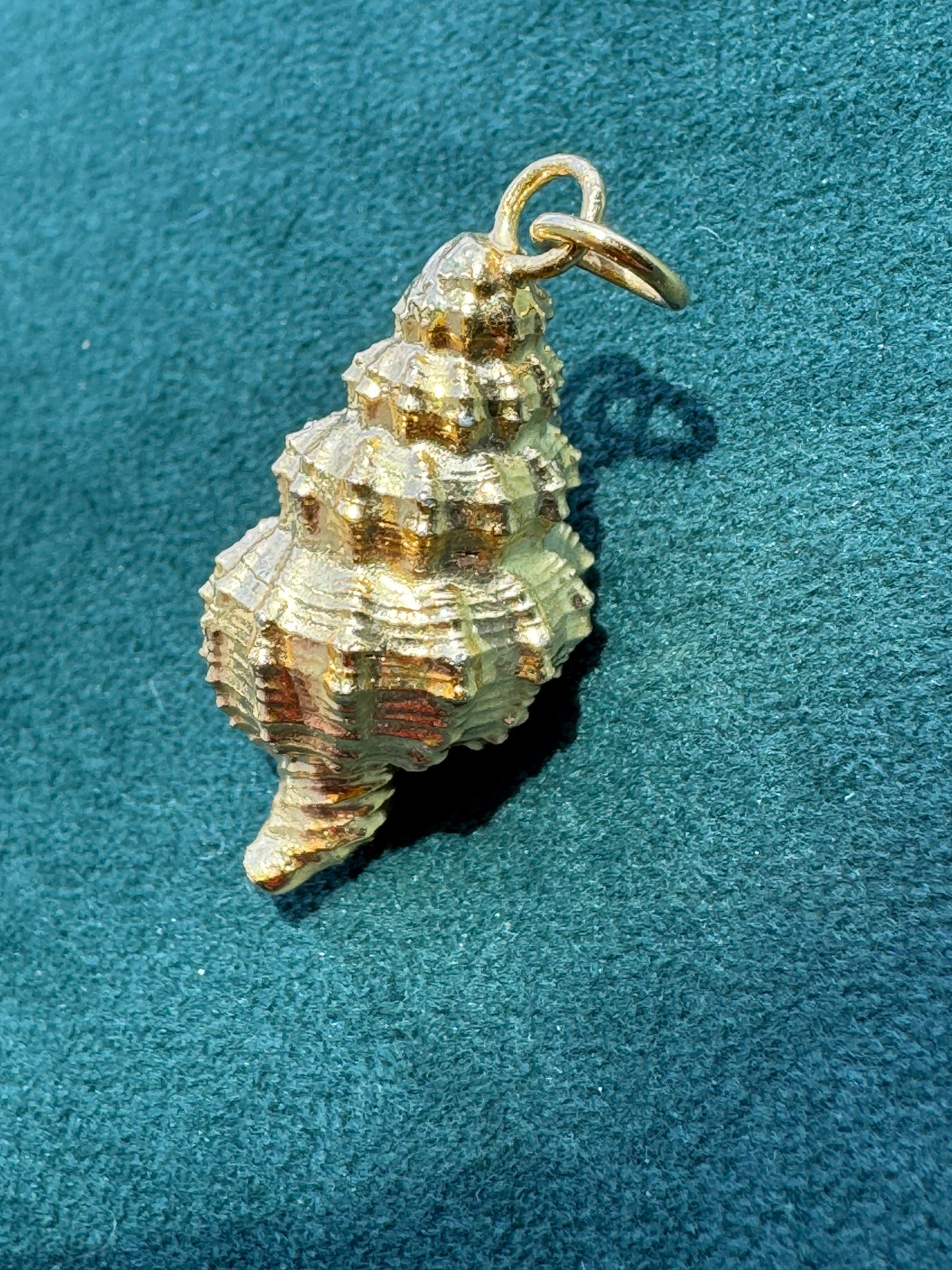 Vintage 24K Gold Dipped Real Spiny Whelk Shell Pendant Beach Jewelry Mermaid Life