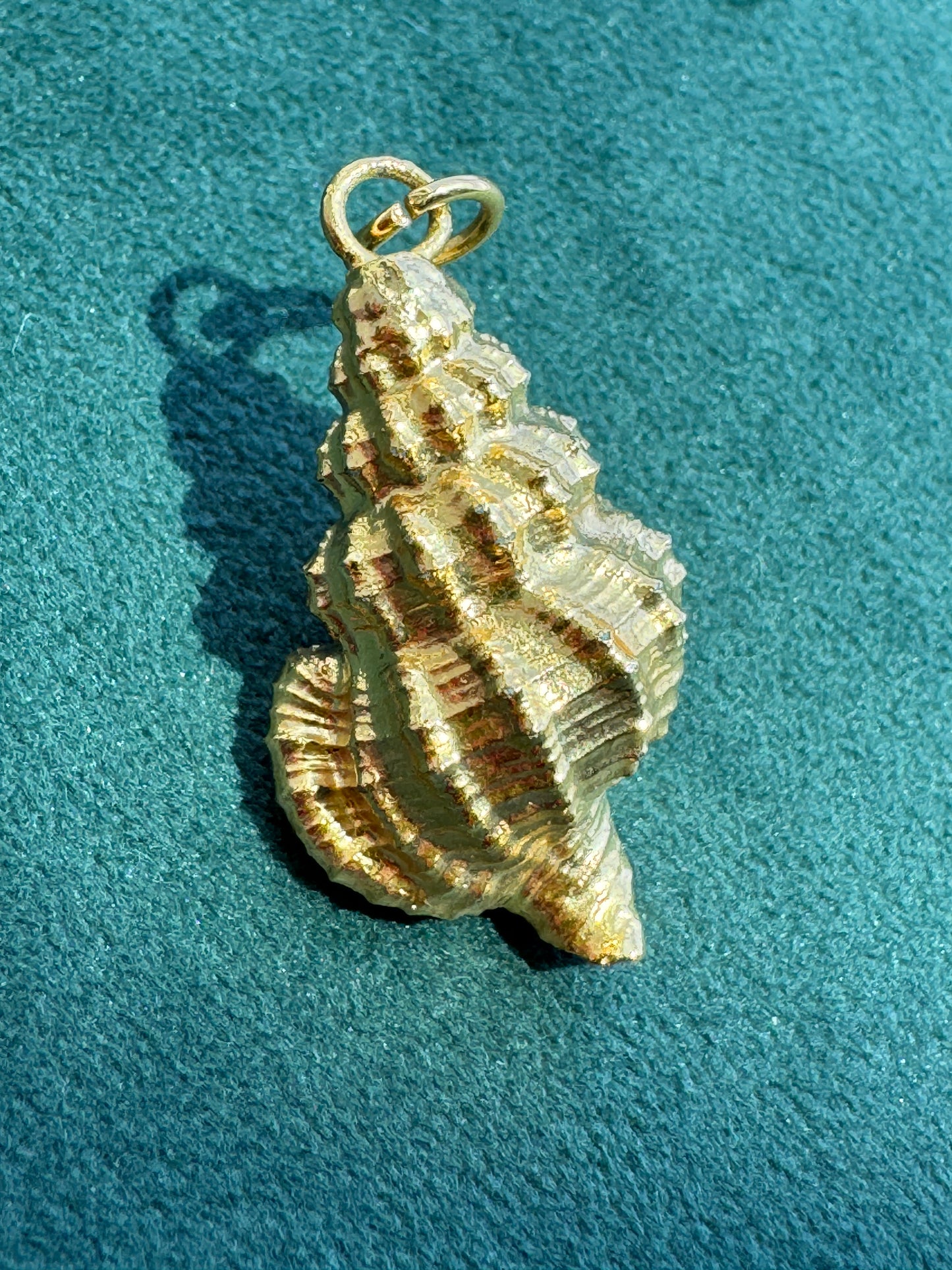 Vintage 24K Gold Dipped Real Spiny Whelk Shell Pendant Beach Jewelry Mermaid Life