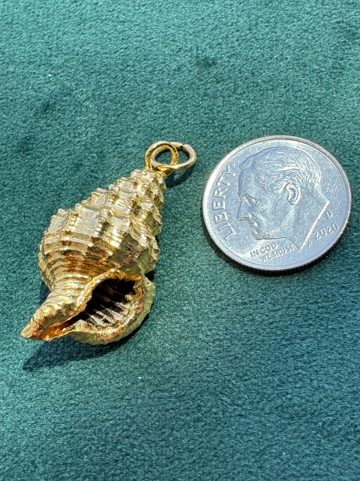 Vintage 24K Gold Dipped Real Spiny Whelk Shell Pendant Beach Jewelry Mermaid Life