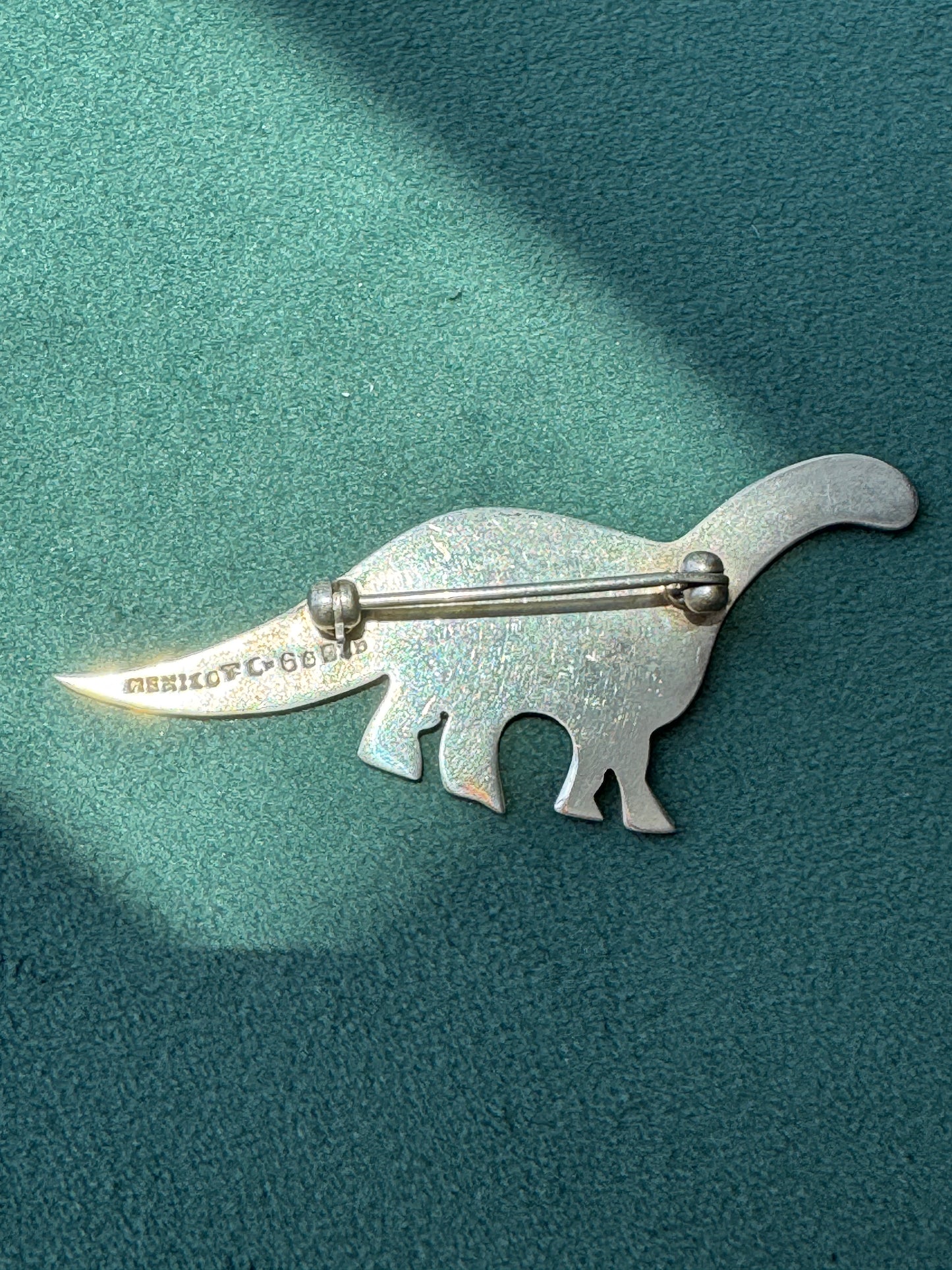 Vintage Taxco Mexico Sterling Silver Sauropod Brontosaurus Dinosaur Brooch Pin TC-66 Figural
