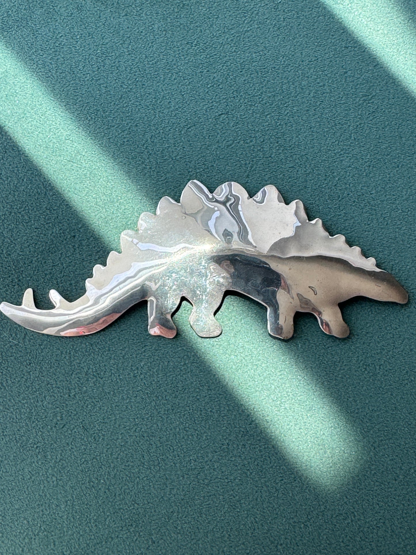 Estate Sterling Silver Zirkus Stegosaurus Dinosaur Brooch Pin Signed American Studio Jewelry Cris Busch Lyons