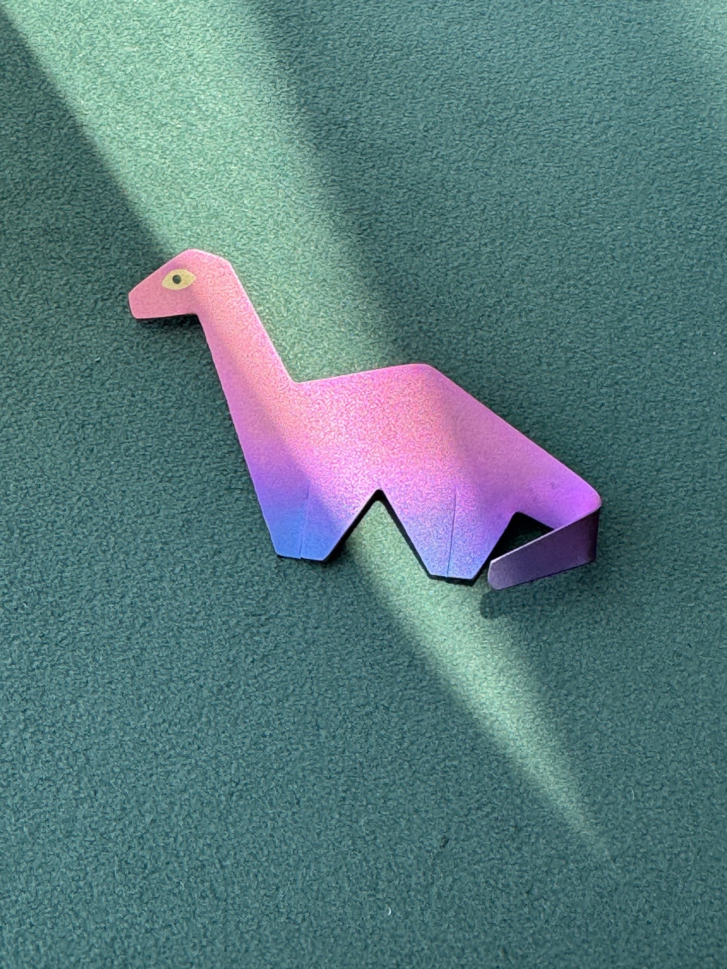 Vintage Vernon Reed Anodized Titanium Brontosaurus Dinosaur Brooch Pin 1980s American Art Jewelry Museum Artist
