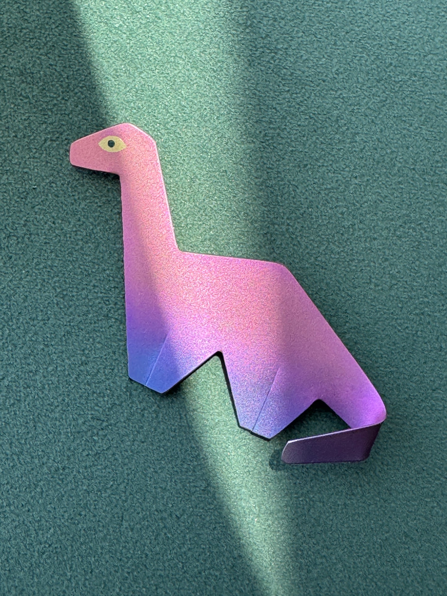 Vintage Vernon Reed Anodized Titanium Brontosaurus Dinosaur Brooch Pin 1980s American Art Jewelry Museum Artist