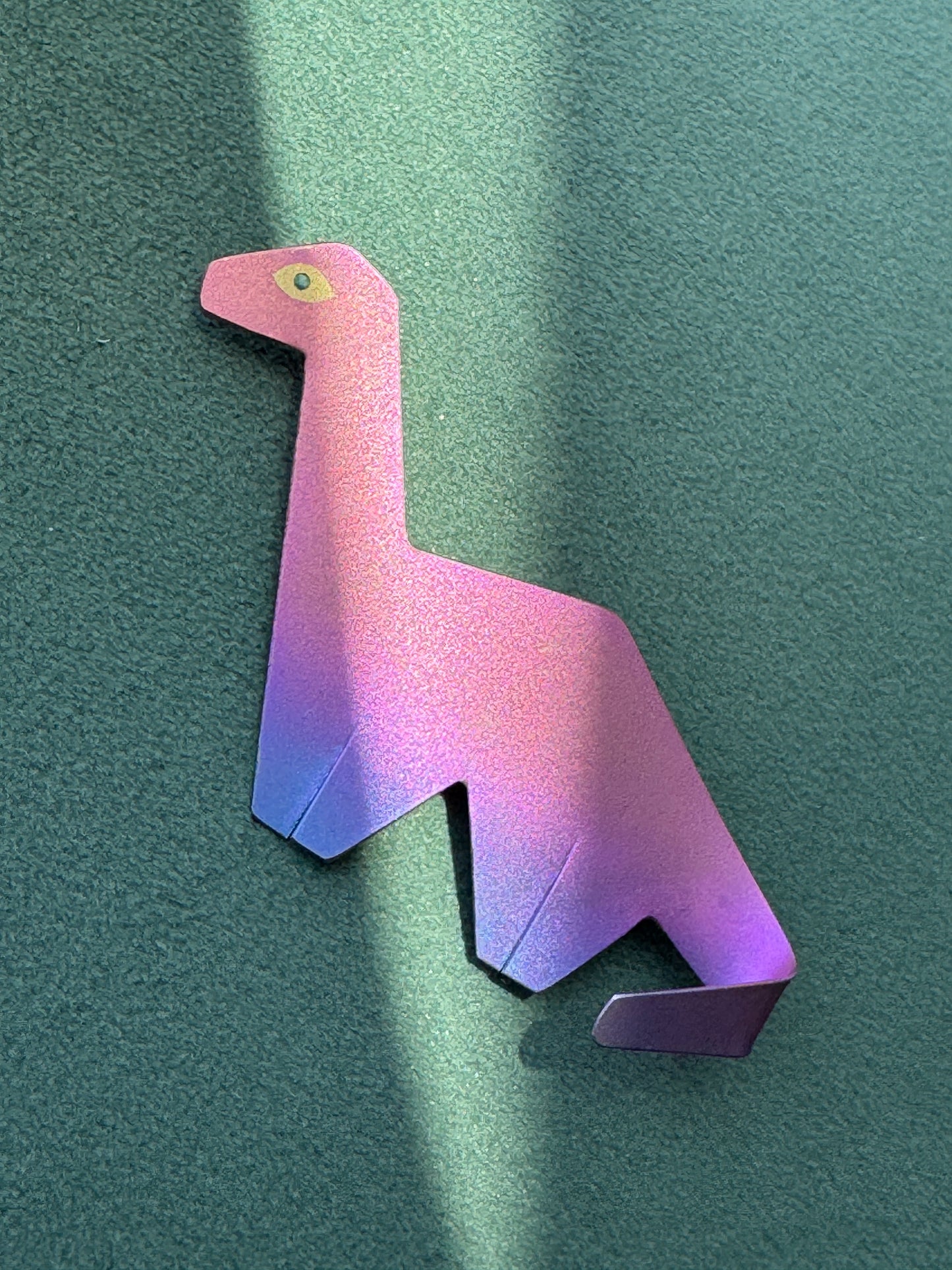 Vintage Vernon Reed Anodized Titanium Brontosaurus Dinosaur Brooch Pin 1980s American Art Jewelry Museum Artist