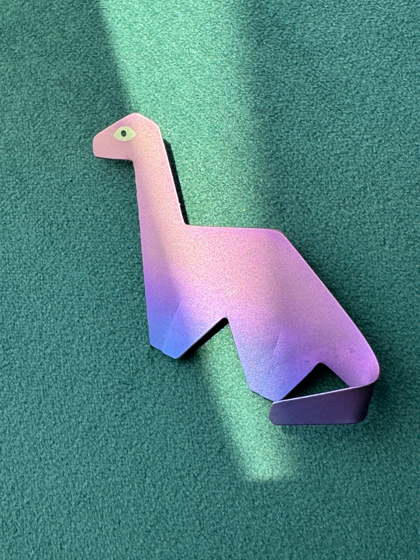 Vintage Vernon Reed Anodized Titanium Brontosaurus Dinosaur Brooch Pin 1980s American Art Jewelry Museum Artist