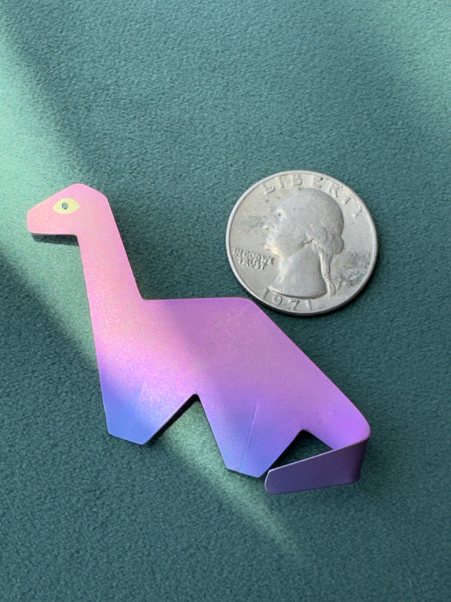 Vintage Vernon Reed Anodized Titanium Brontosaurus Dinosaur Brooch Pin 1980s American Art Jewelry Museum Artist