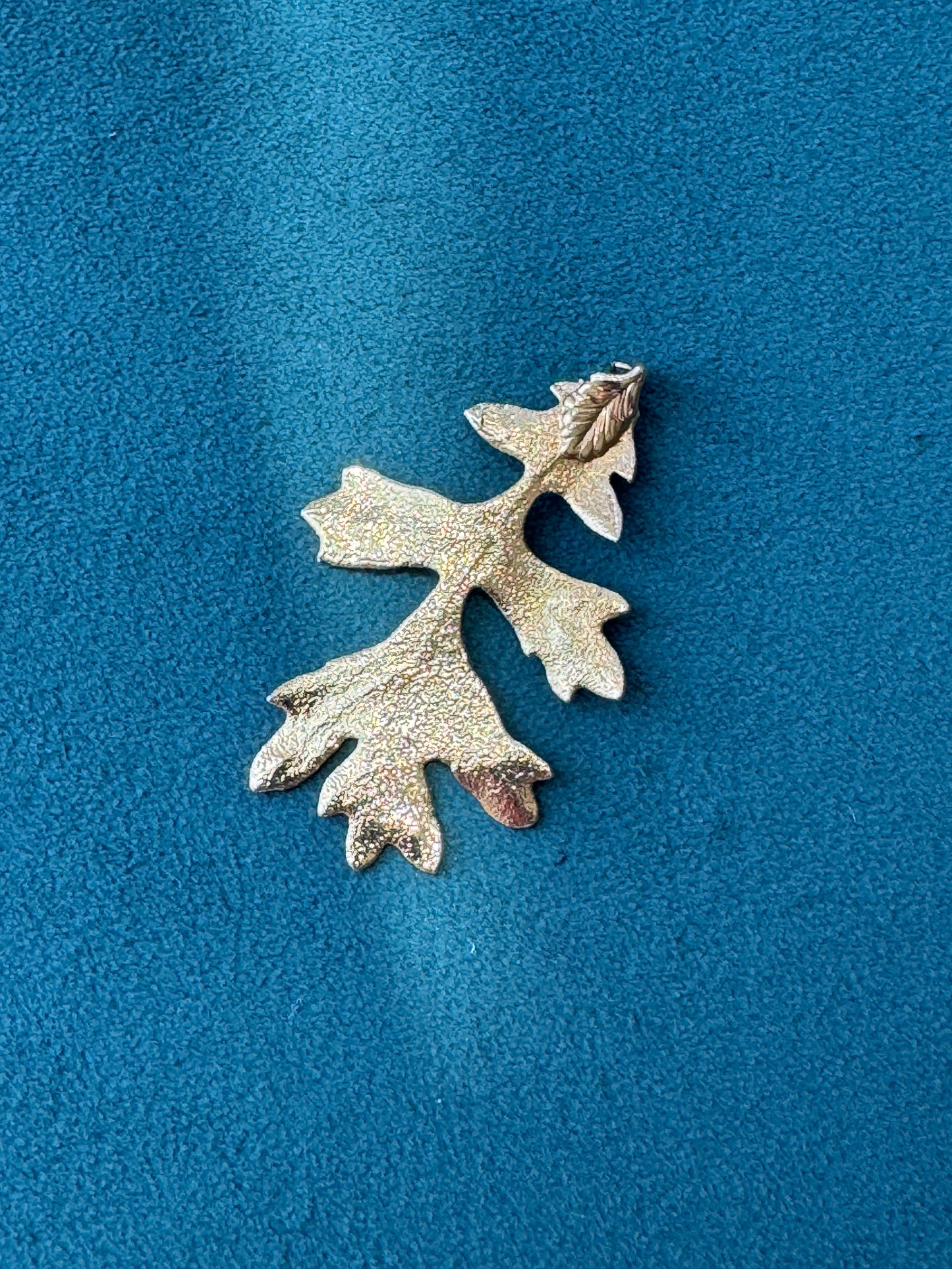 Vintage 1970s Genuine Gold Dipped Oak Leaf Pendant Real Botanical Specimen Sturdy Enough to Wear Forever
