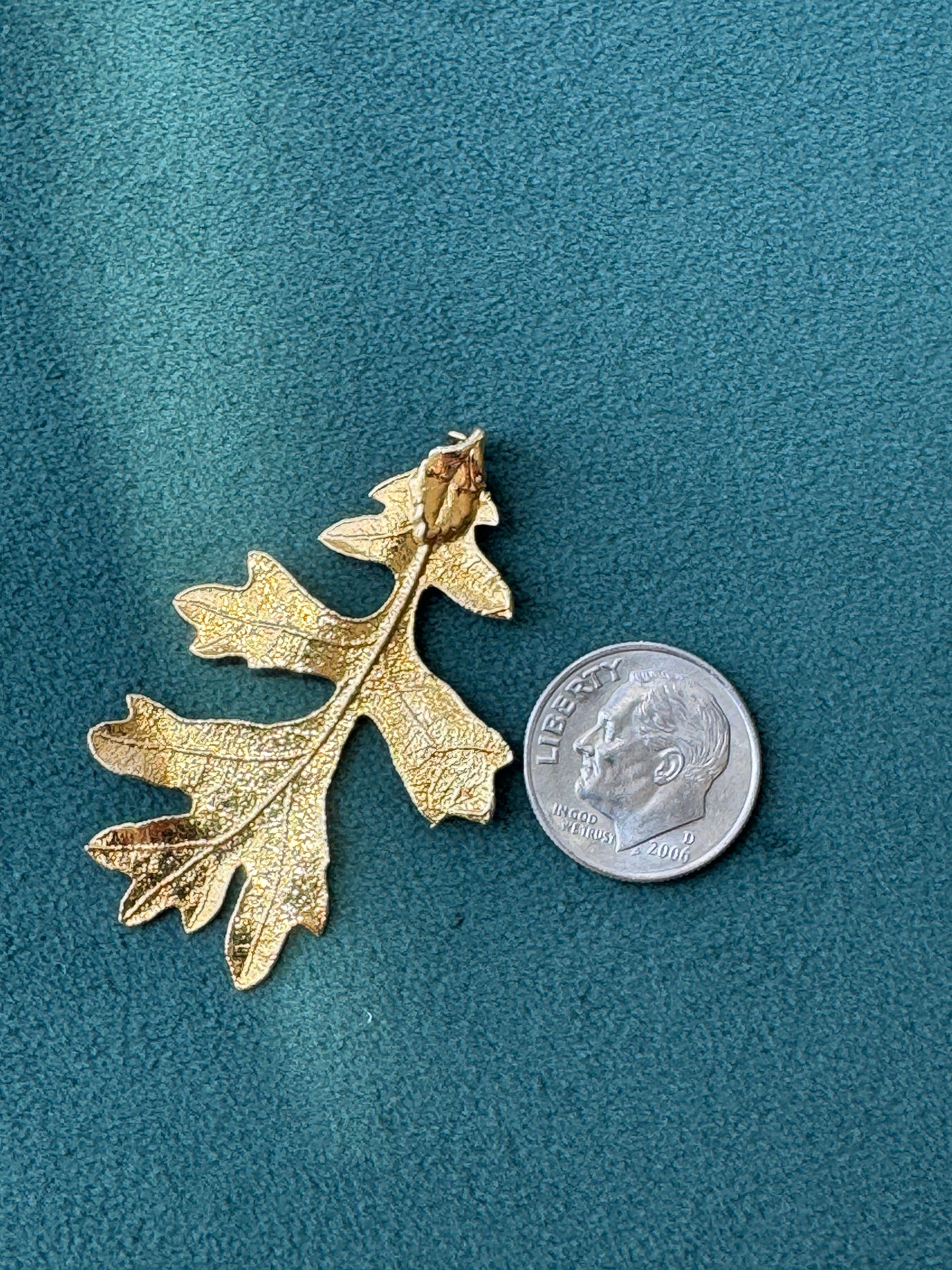 Vintage 1970s Genuine Gold Dipped Oak Leaf Pendant Real Botanical Specimen Sturdy Enough to Wear Forever