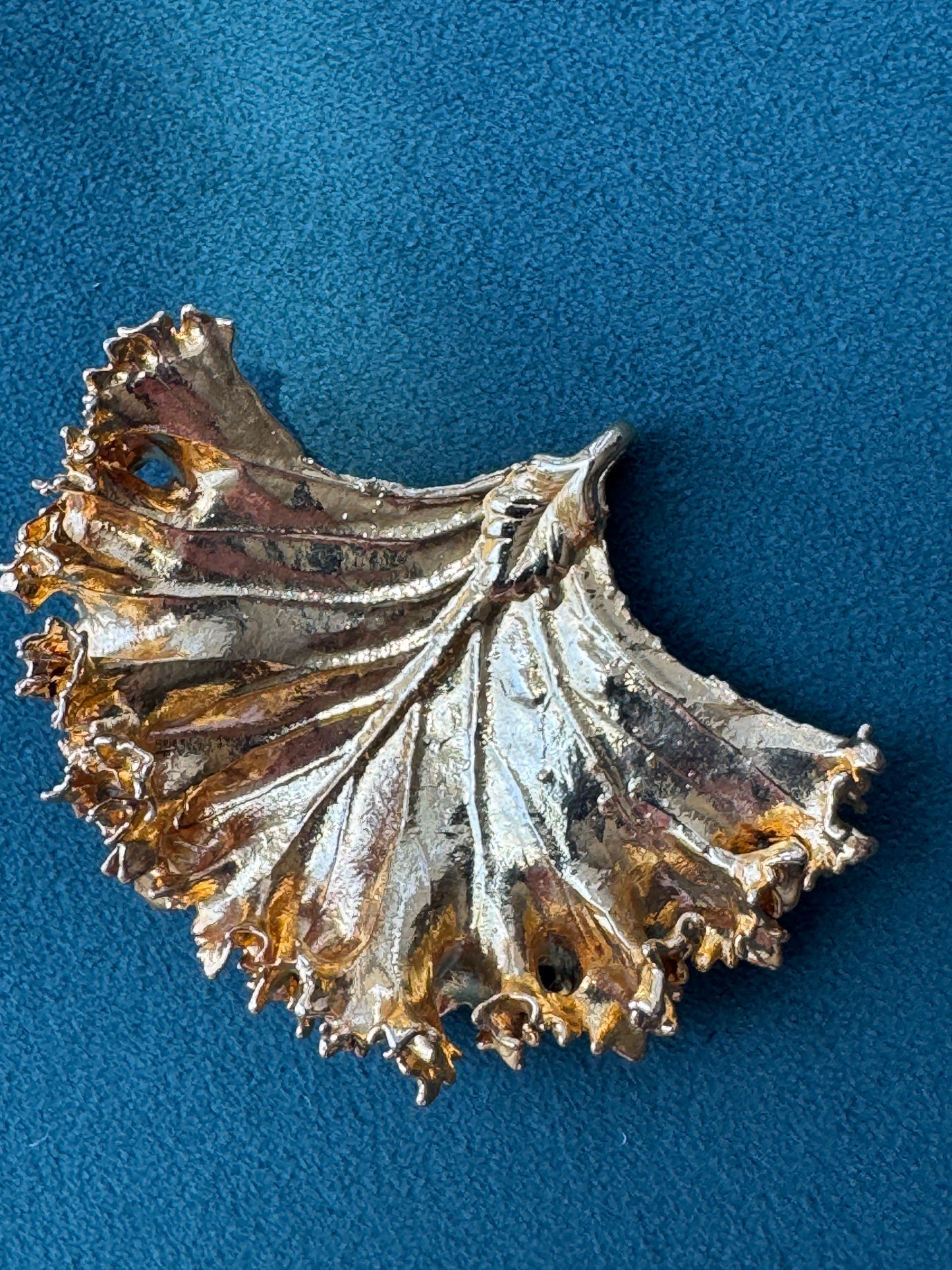Vintage 1970s Genuine Gold Dipped Kale Leaf Pendant Real Botanical Specimen This Leaf Actually Grew