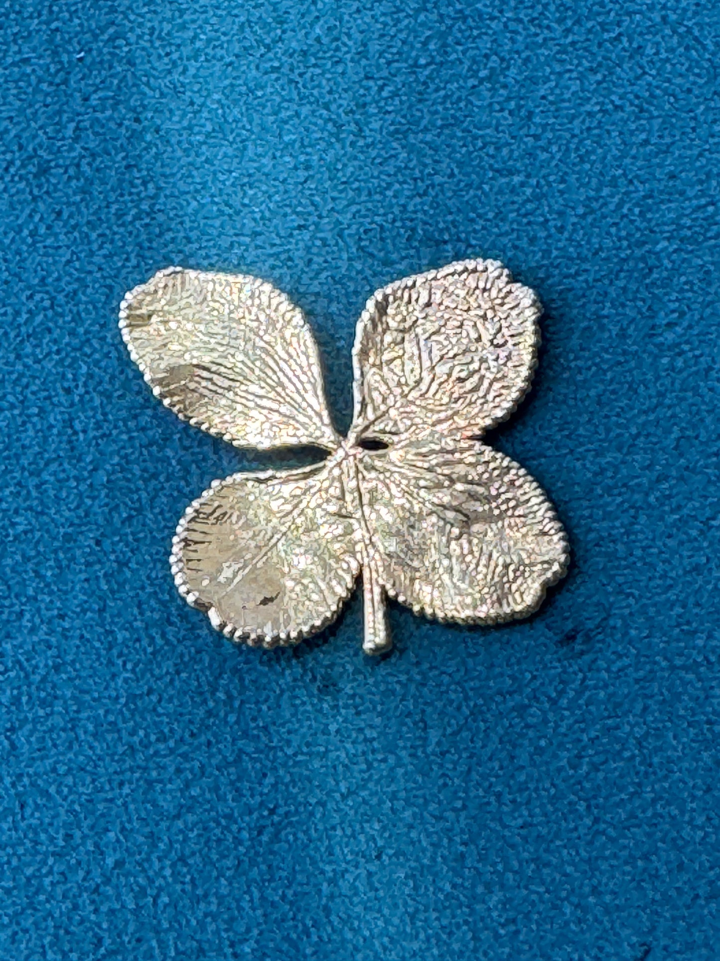 Vintage 1970s Genuine Gold Dipped Four Leaf Clover Pendant Real Lucky Botanical Specimen Luck Cast in Gold