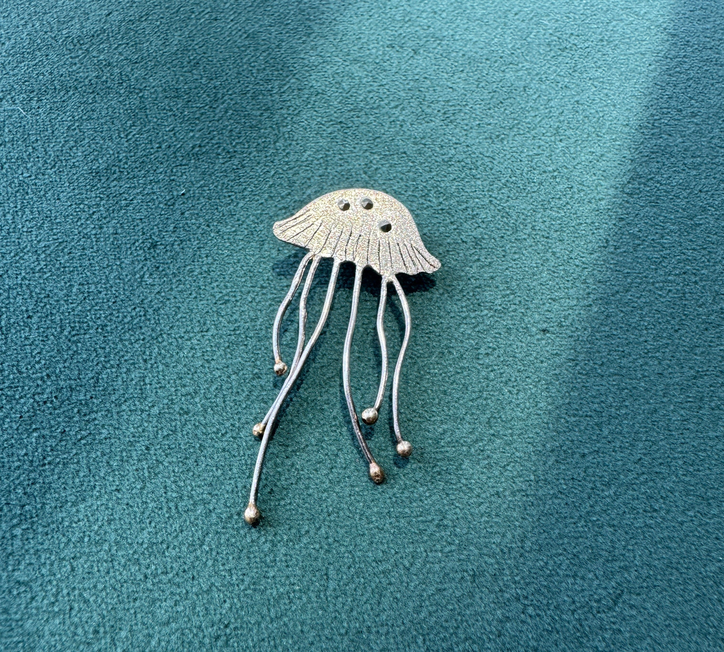 Estate Sterling Silver Jellyfish Pendant Marcasite Style Stones Dancing Tentacles Mermaid Life