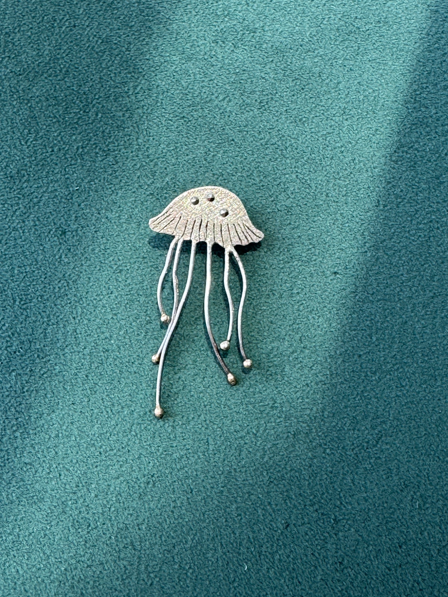 Estate Sterling Silver Jellyfish Pendant Marcasite Style Stones Dancing Tentacles Mermaid Life