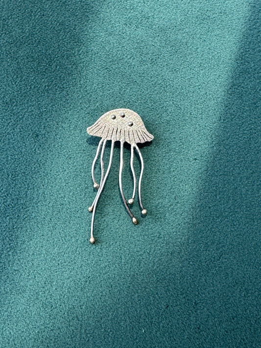 Estate Sterling Silver Jellyfish Pendant Marcasite Style Stones Dancing Tentacles Mermaid Life