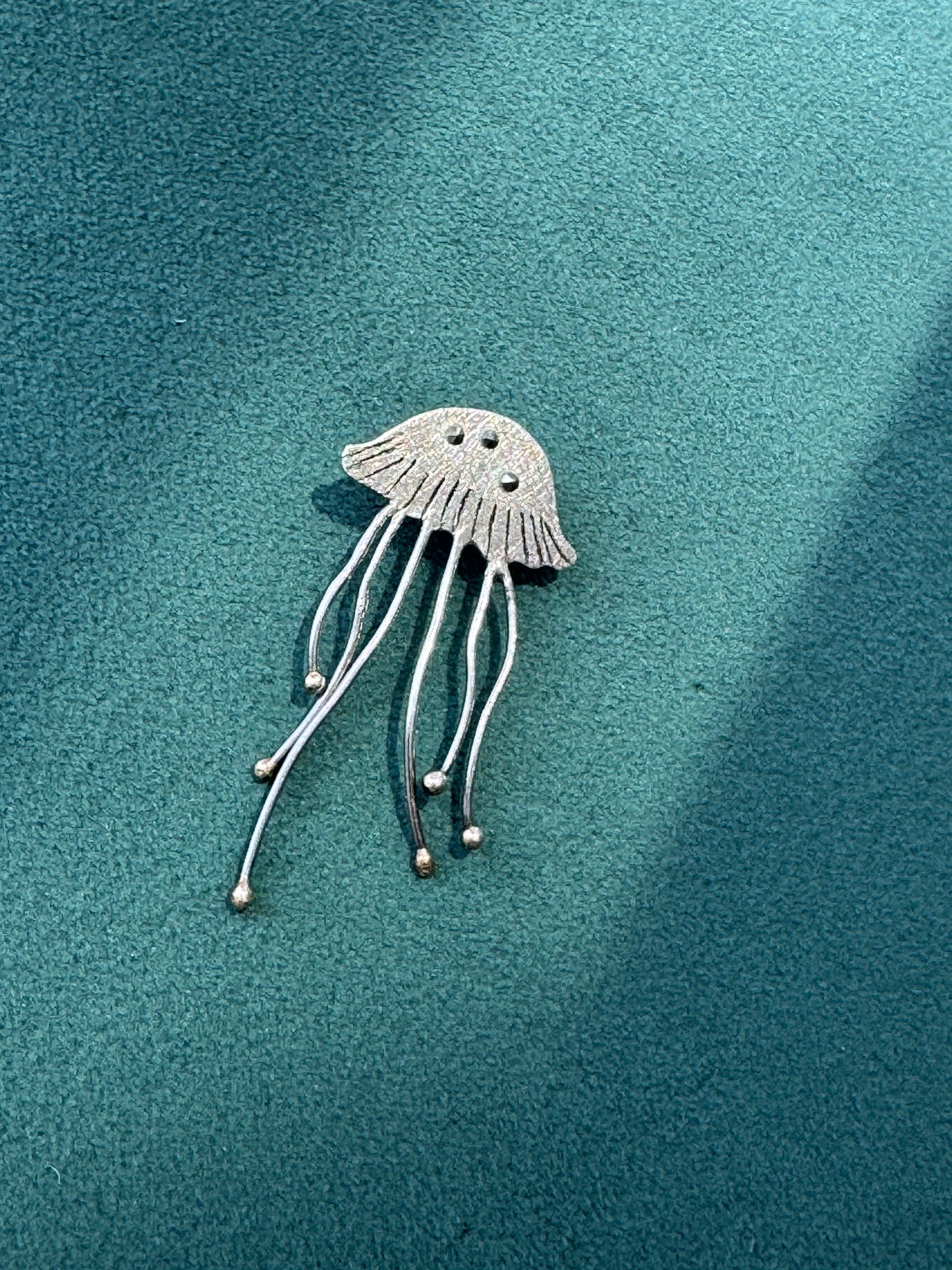 Estate Sterling Silver Jellyfish Pendant Marcasite Style Stones Dancing Tentacles Mermaid Life