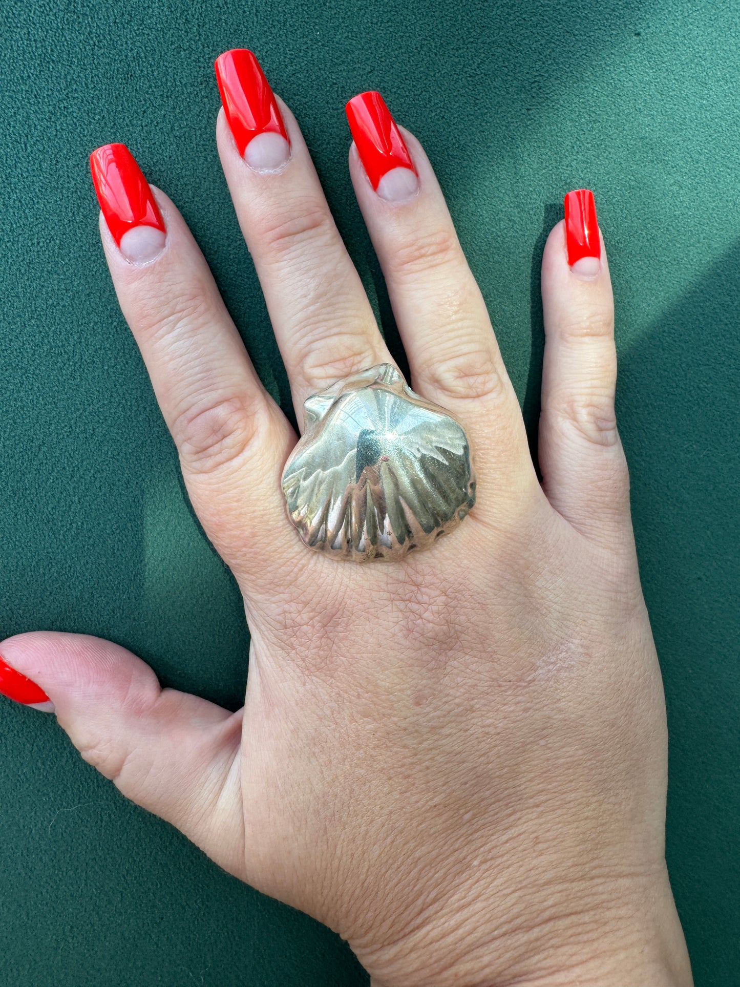 Vintage Taxco Mexico Sterling Silver Scallop Shell Ring Size 9 Big Enough to Hear the Ocean