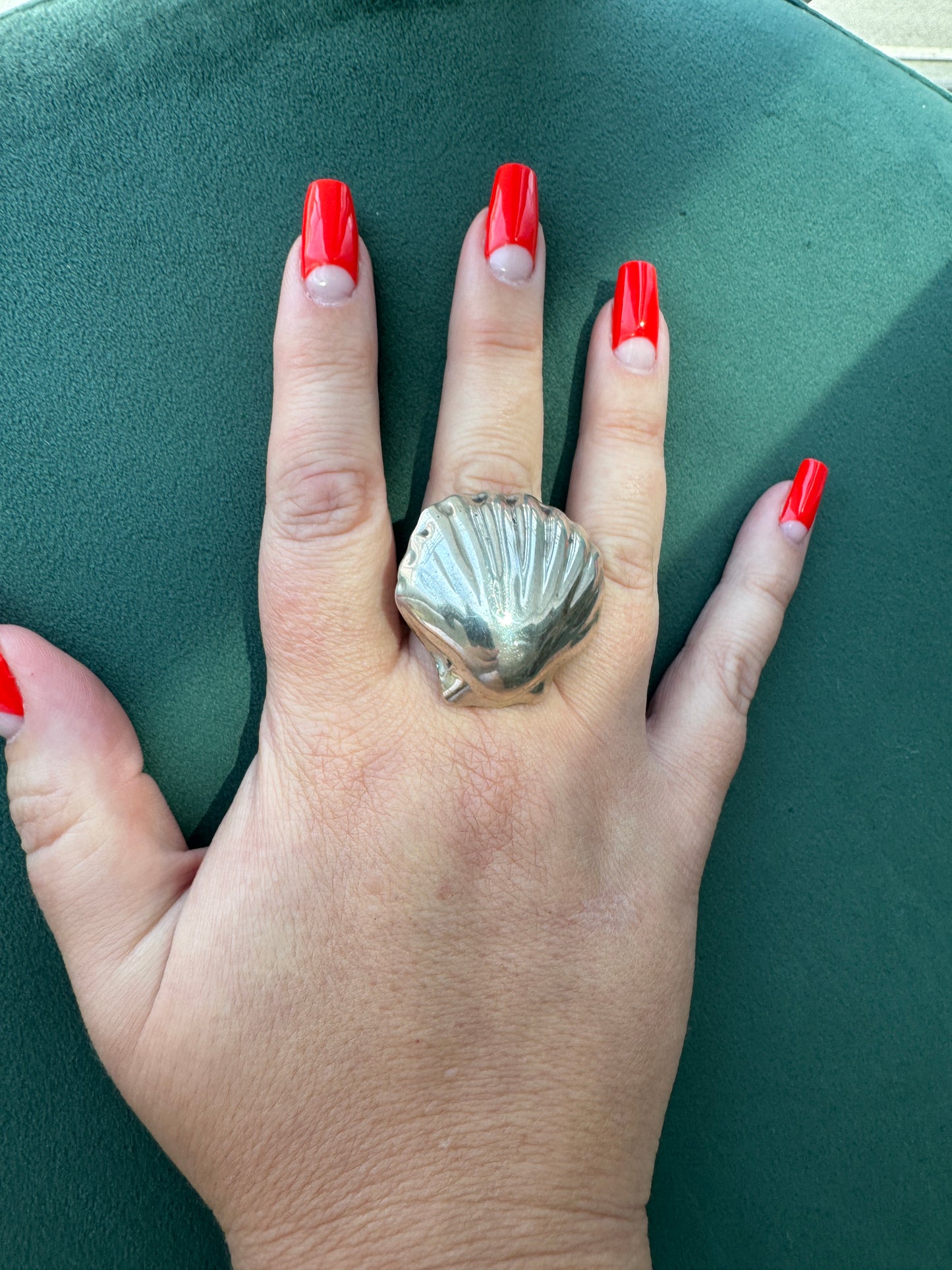 Vintage Taxco Mexico Sterling Silver Scallop Shell Ring Size 9 Big Enough to Hear the Ocean