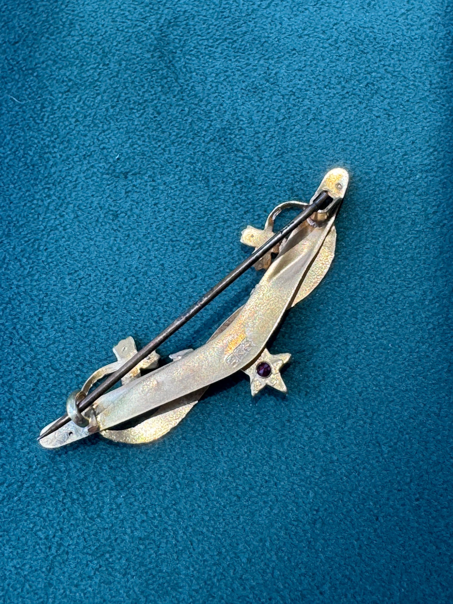Antique Victorian 9CT Gold Good Luck Bar Pin Seed Pearl Clovers Pink Gemstone Star Wear It Pinned or Hung